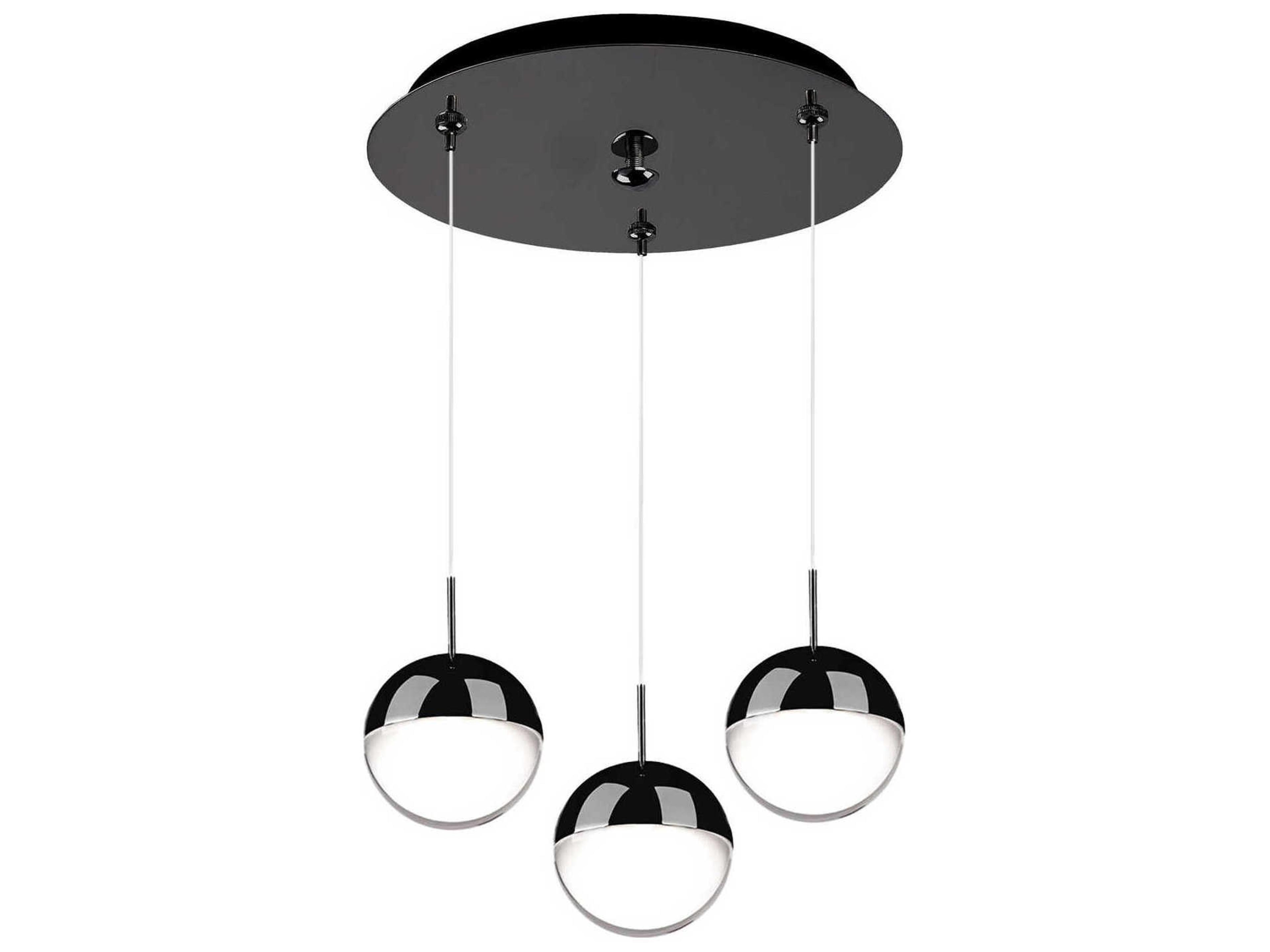 Pluto 3-Light Black Chrome Globe Mini Pendant