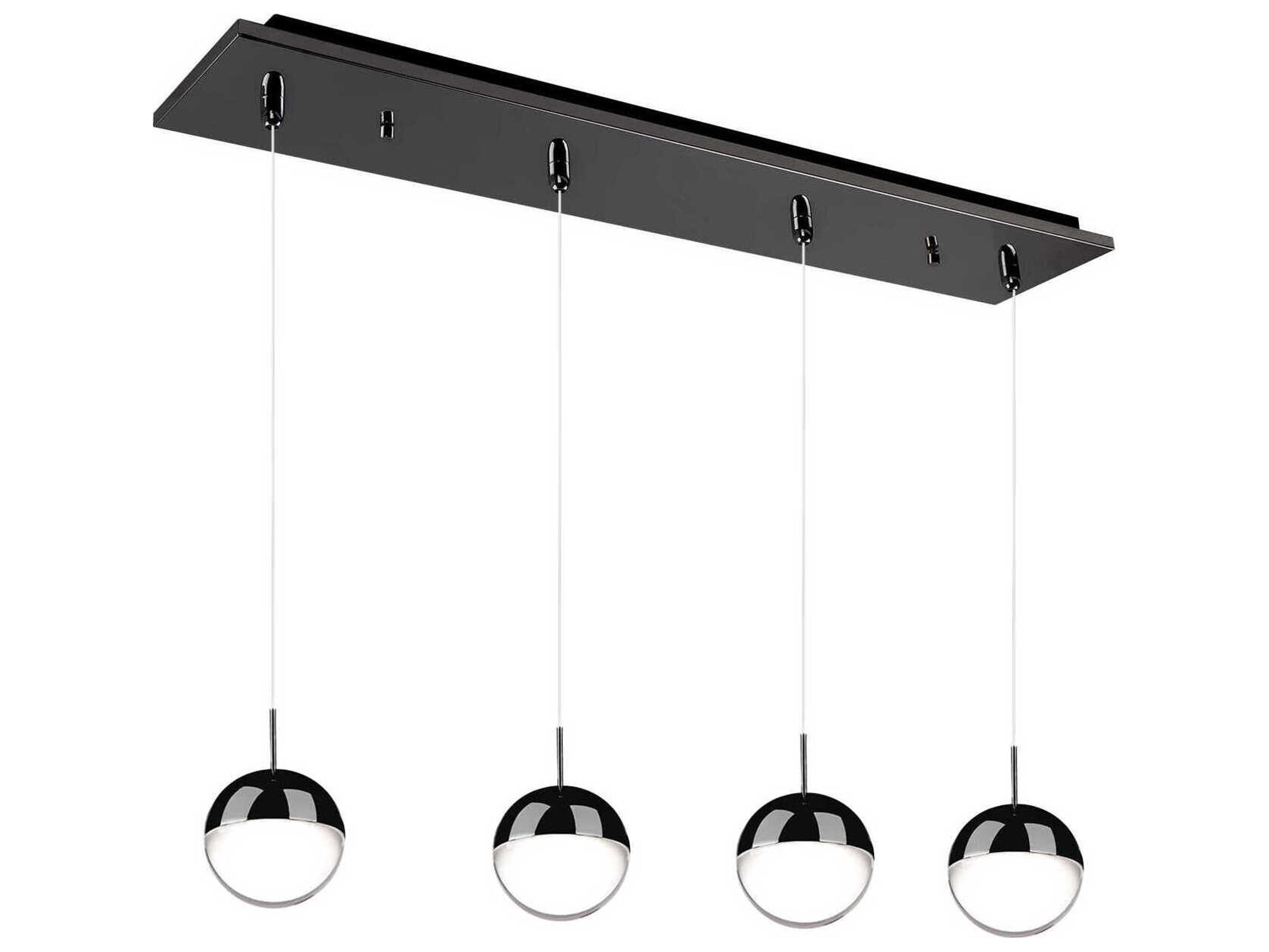 Pluto 4-Light Black Chrome Globe Island Pendant