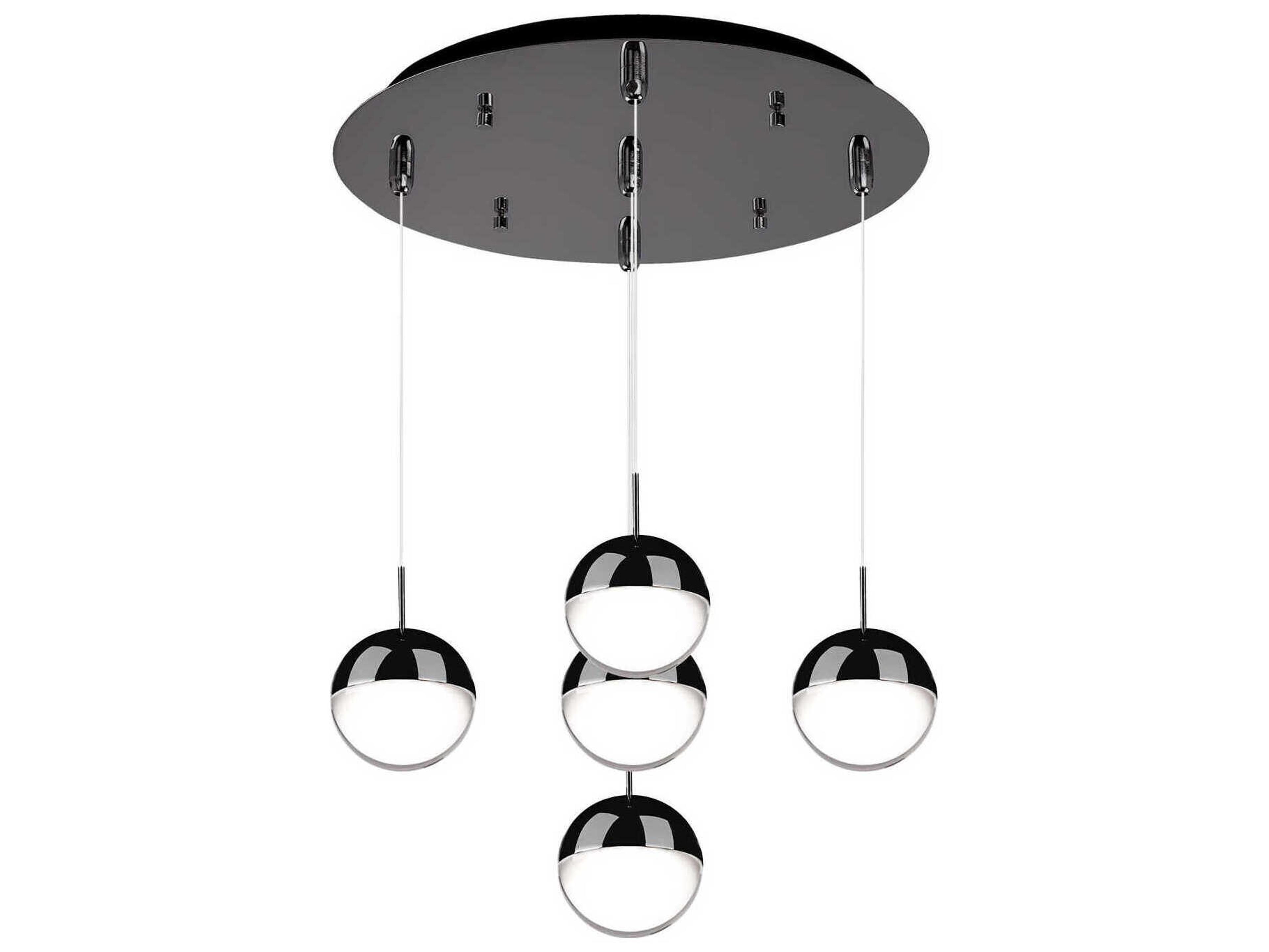 Pluto 5-Light Black Chrome Globe Pendant