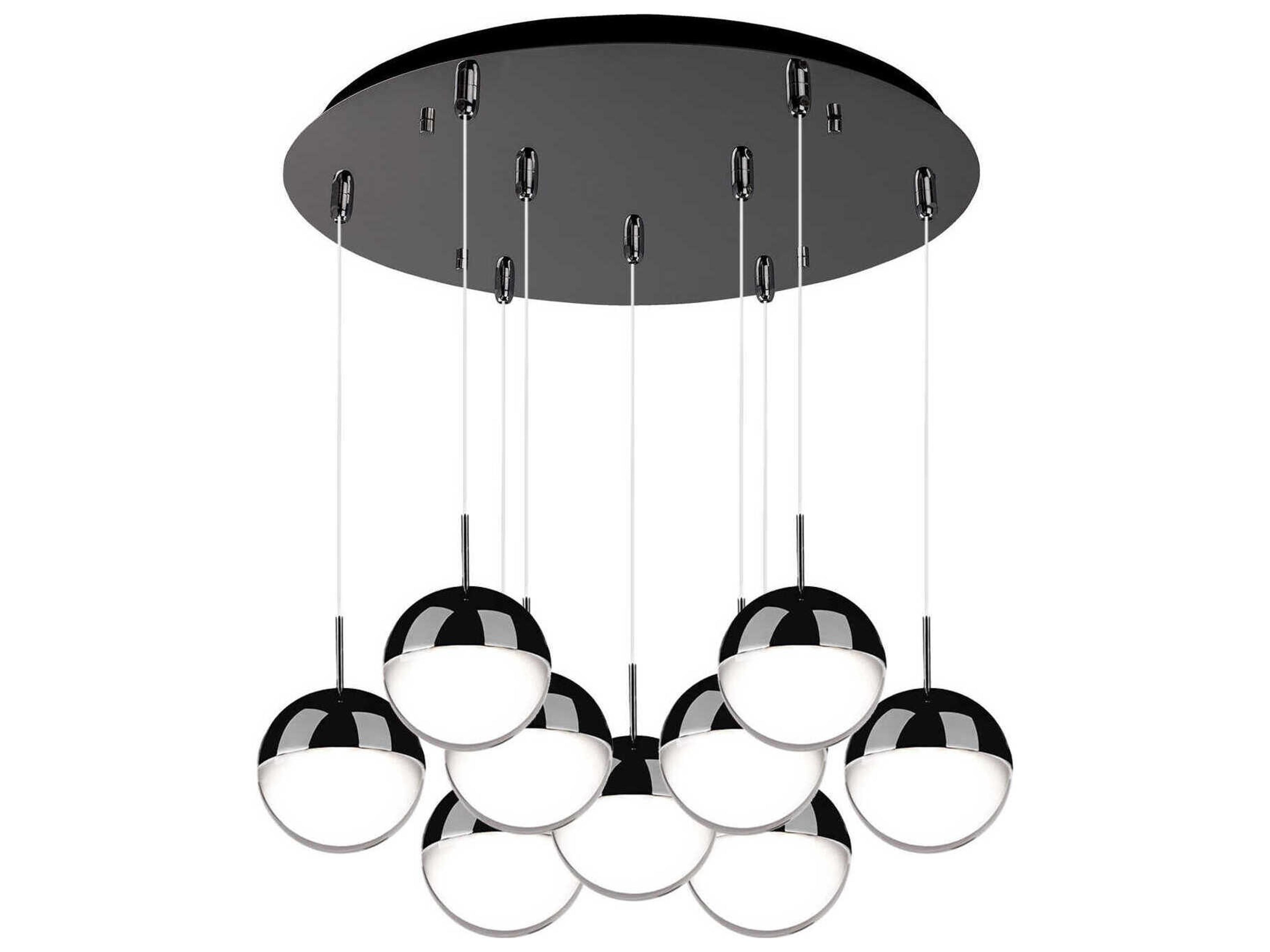 Pluto 9-Light Black Chrome Globe Pendant