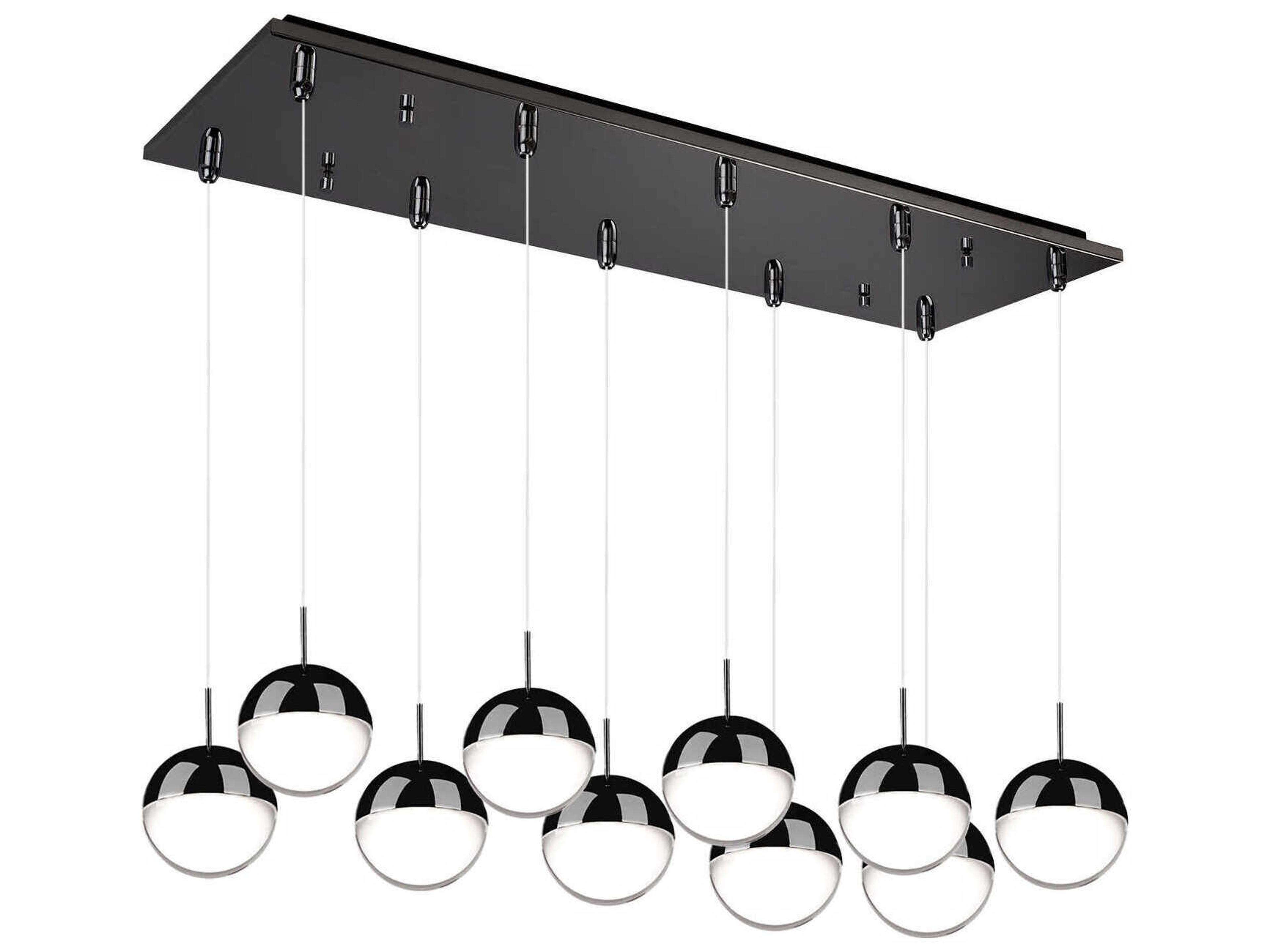 Pluto 10-Light Black Chrome Globe Island Pendant