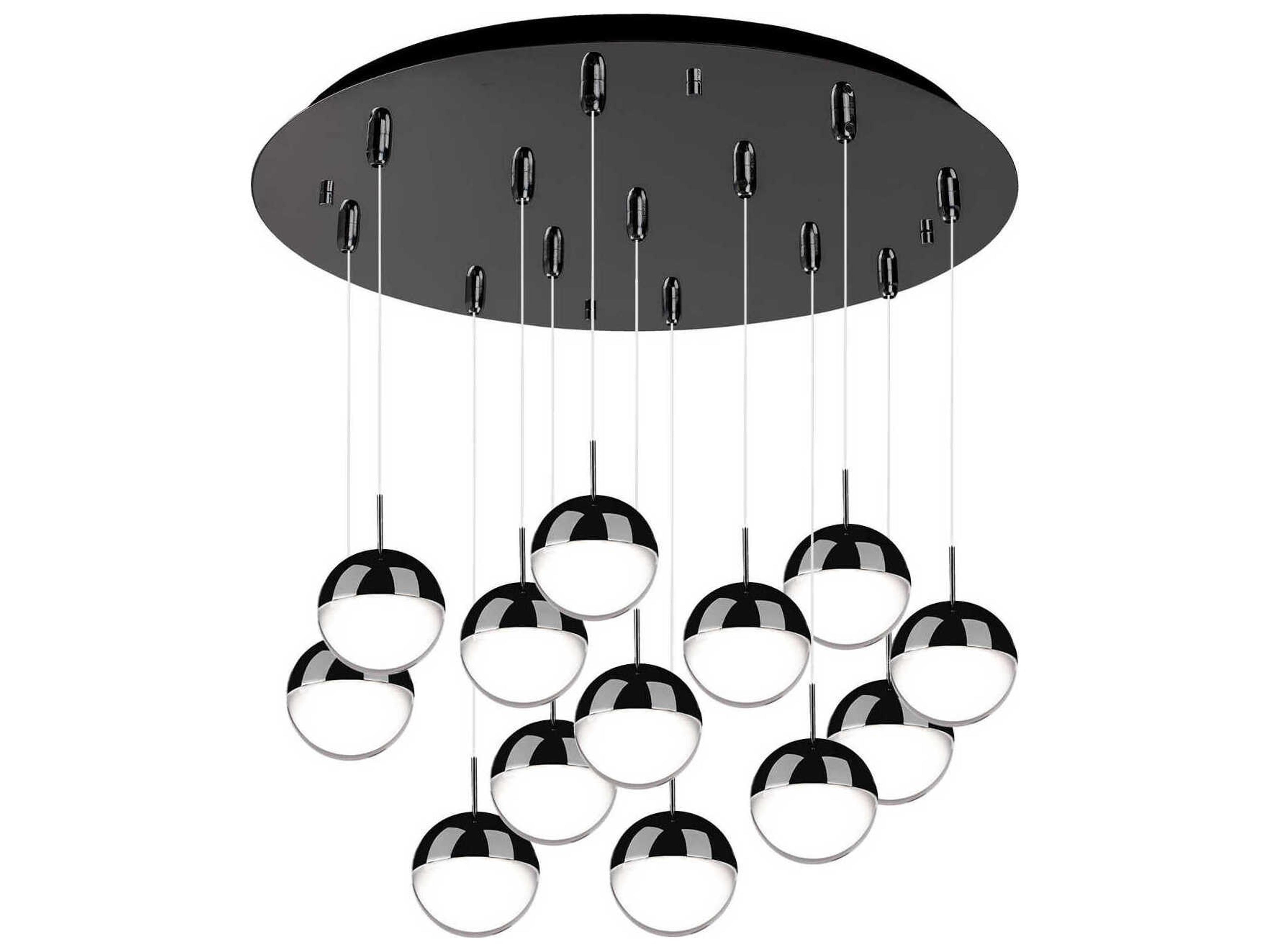 Pluto 13-Light Black Chrome Globe Pendant