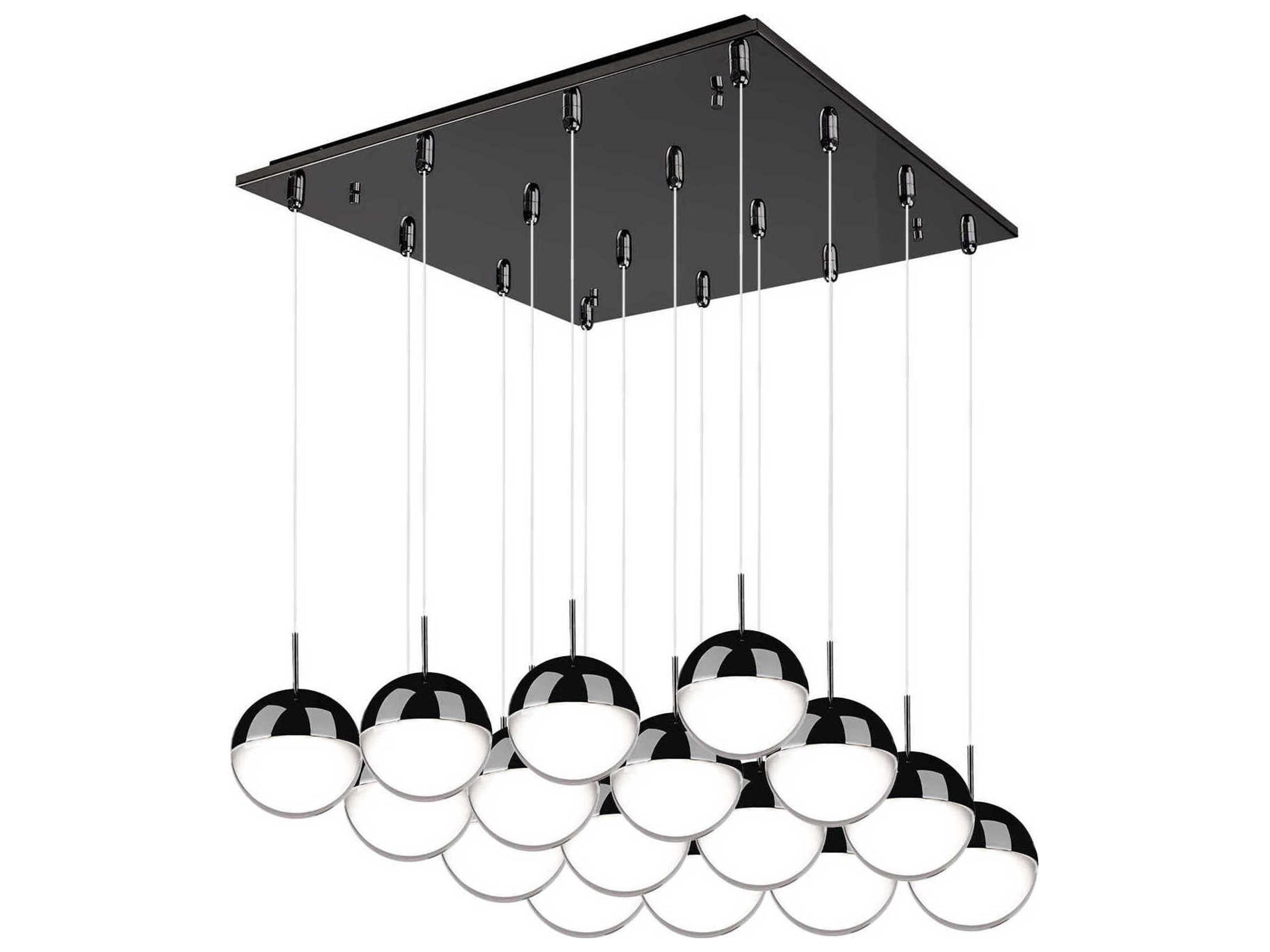 Pluto 16-Light Black Chrome Globe Pendant