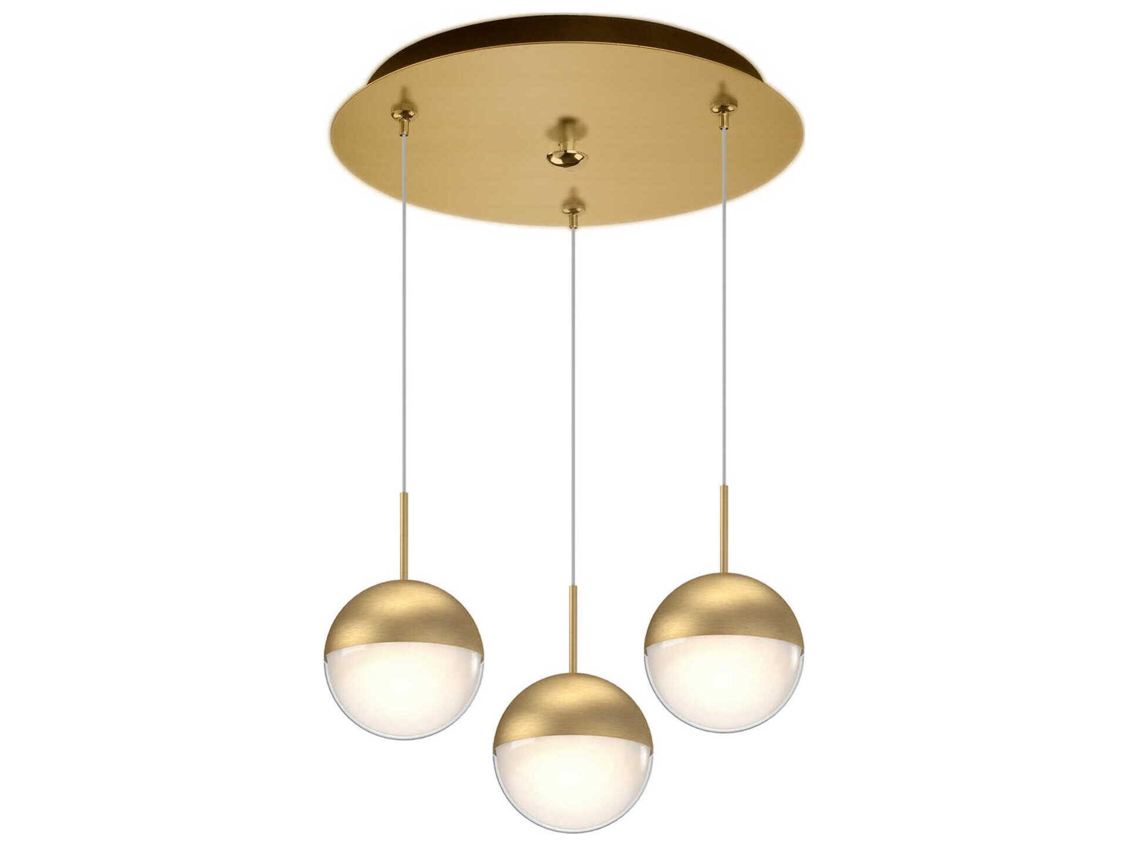 Pluto 3-Light Brushed Gold Globe Mini Pendant