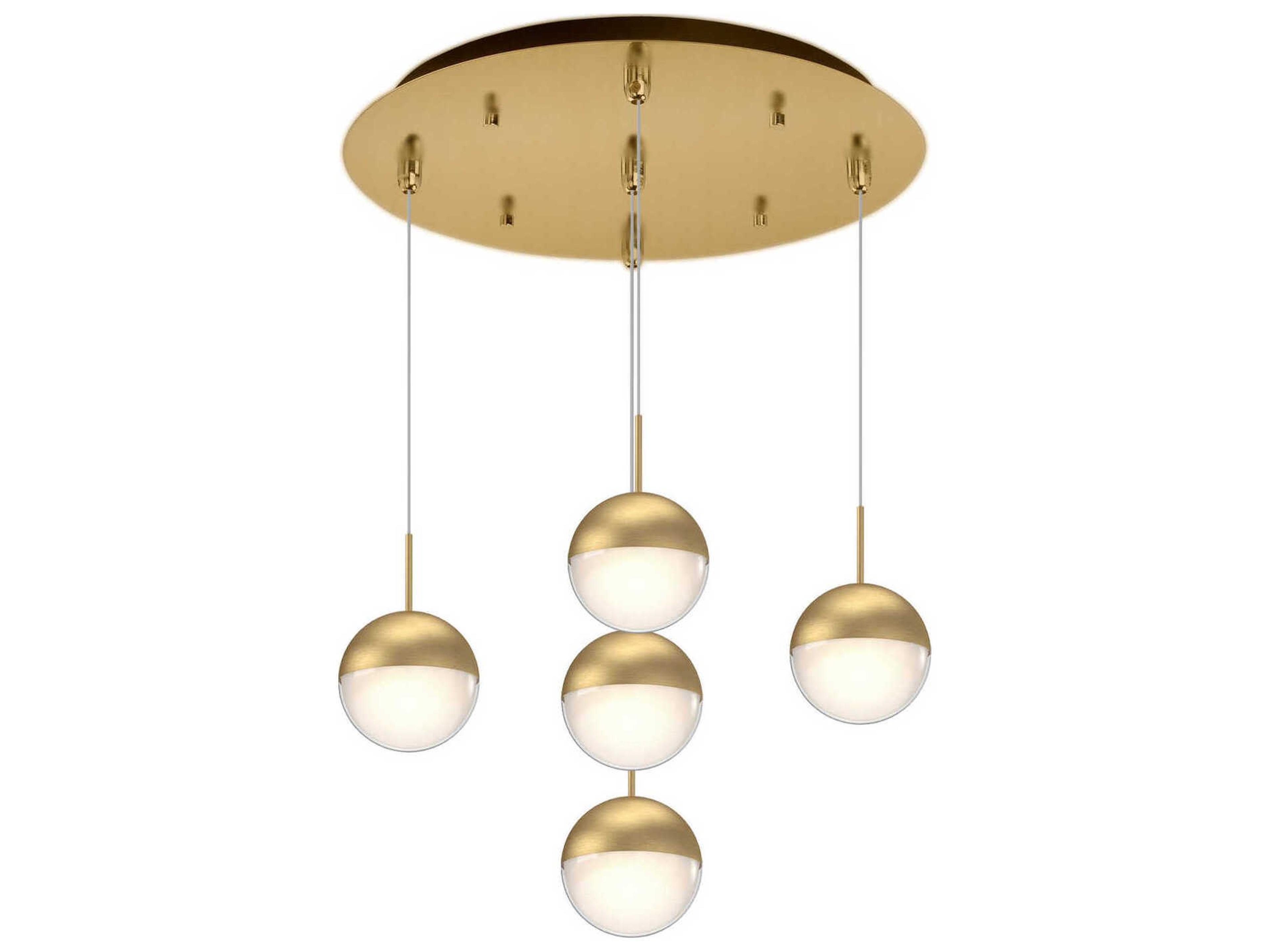 Pluto 5-Light Brushed Gold Globe Pendant