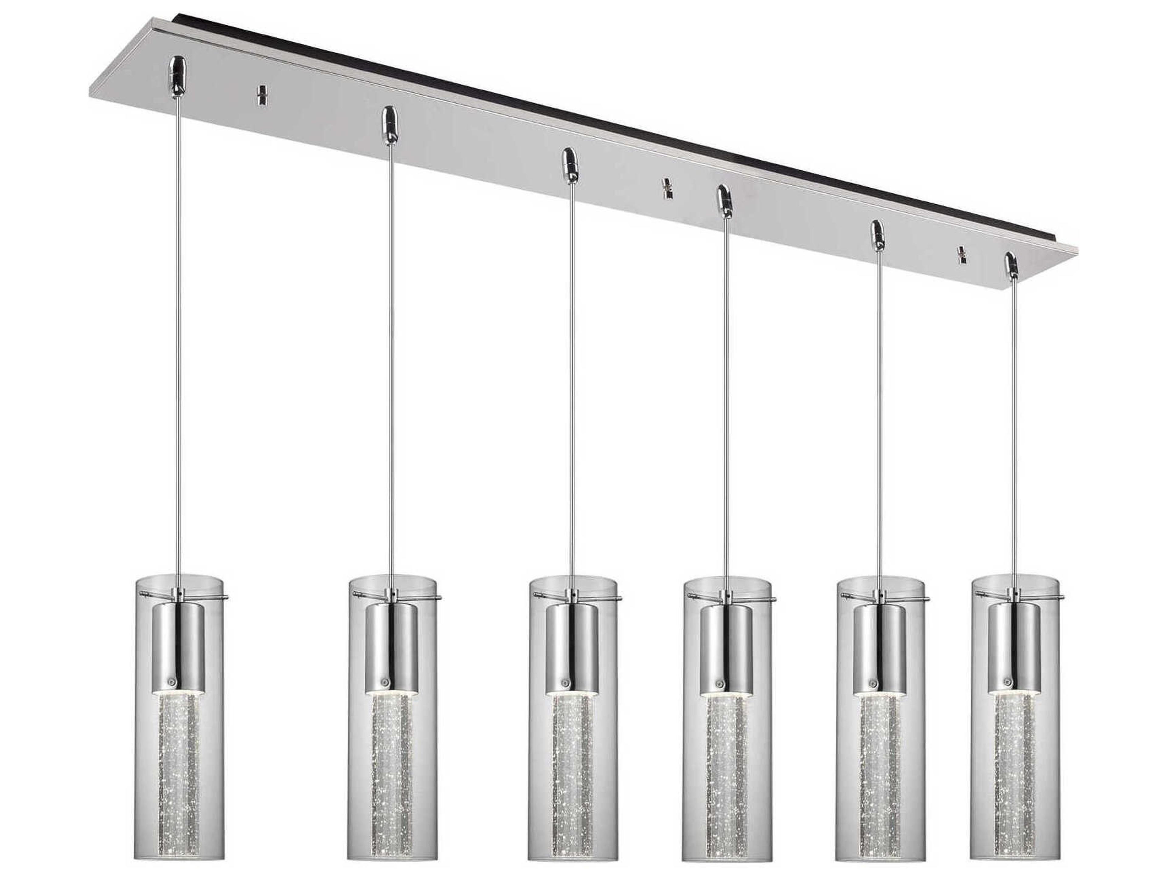 Champagne 6-Light Chrome Cylinder Linear Island Pendant