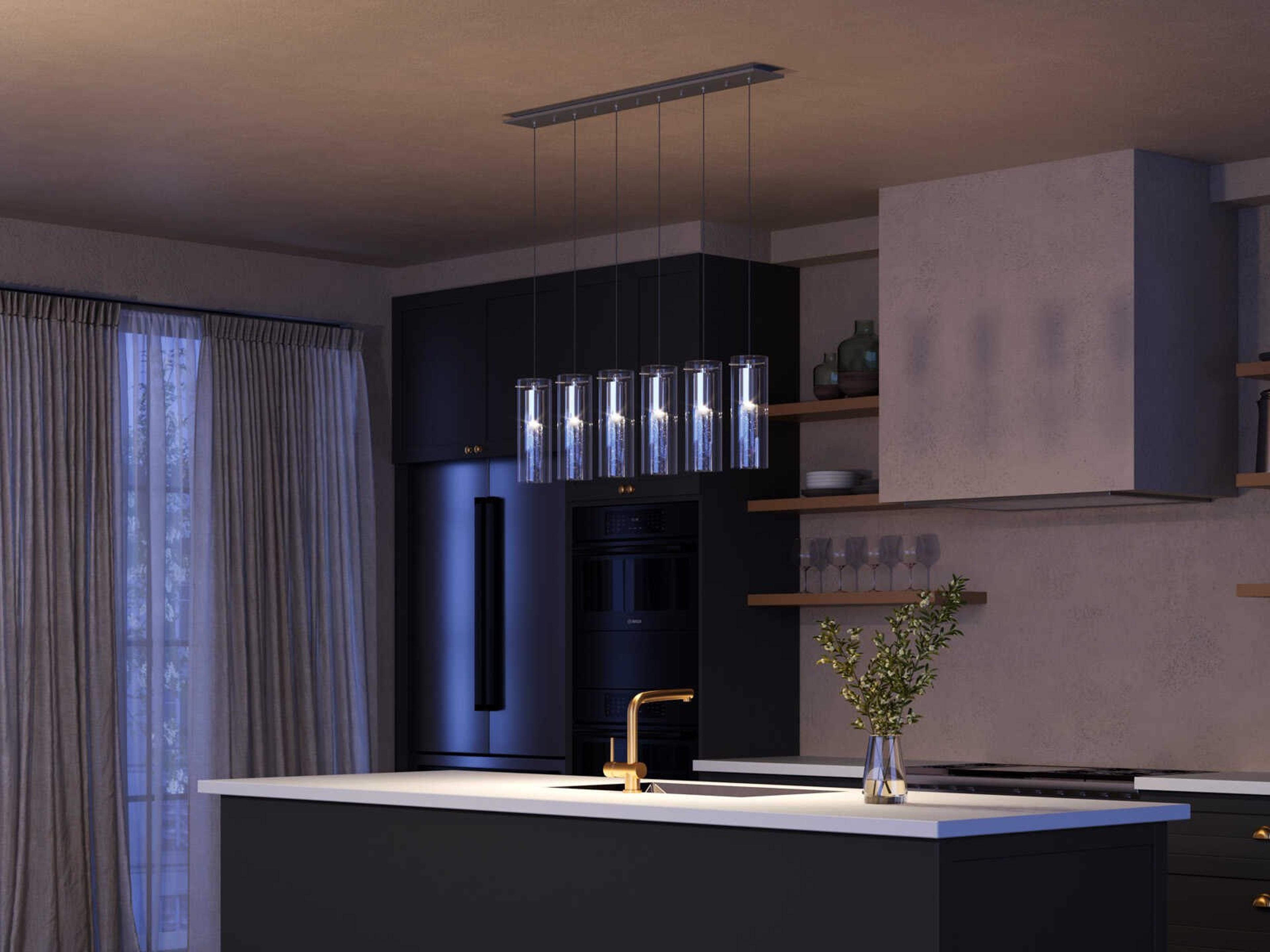 Kuzco Lighting Champagne 6-Light Chrome Cylinder Linear Island Pendant