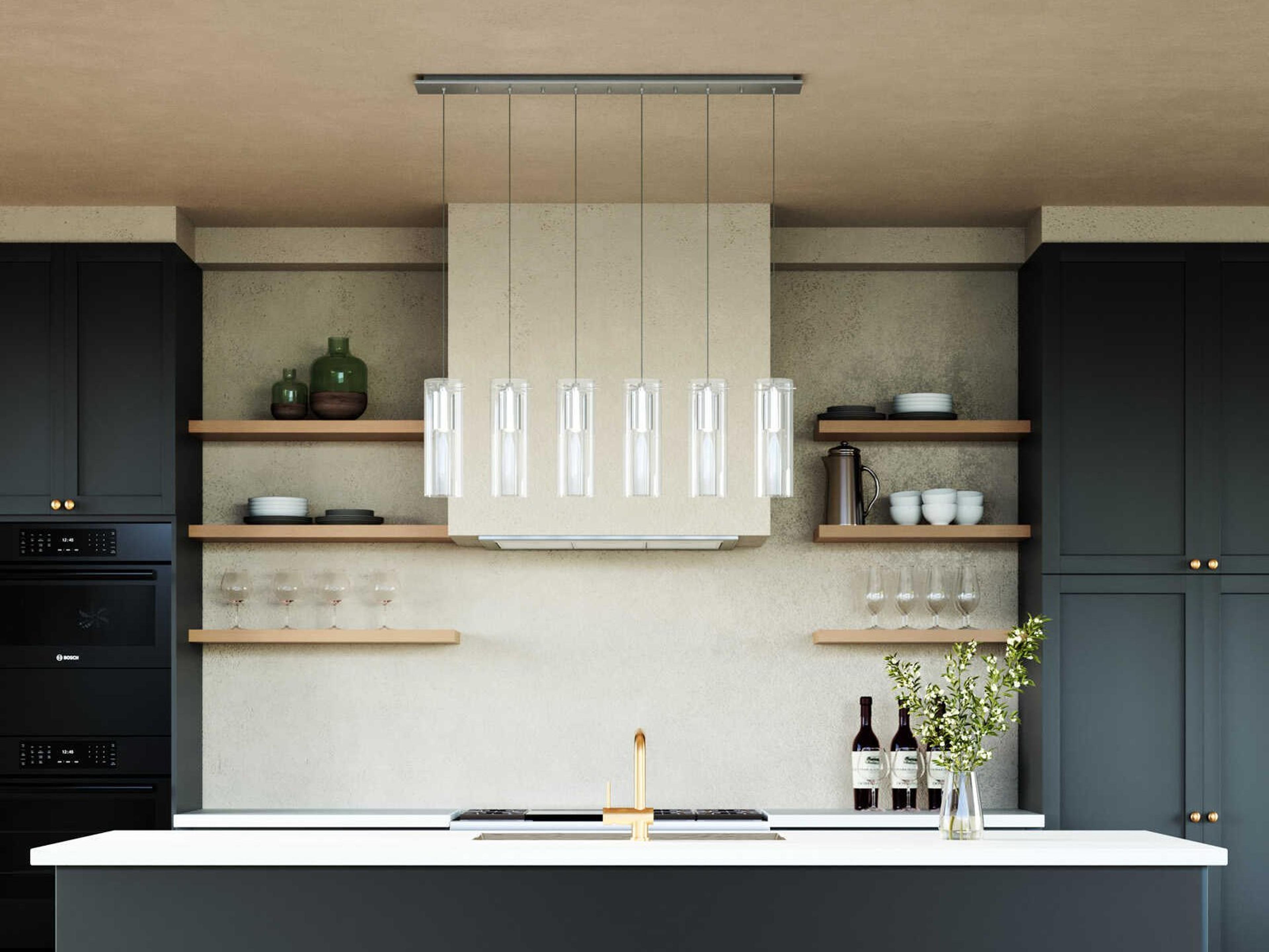 Kuzco Lighting Champagne 6-Light Chrome Cylinder Linear Island Pendant