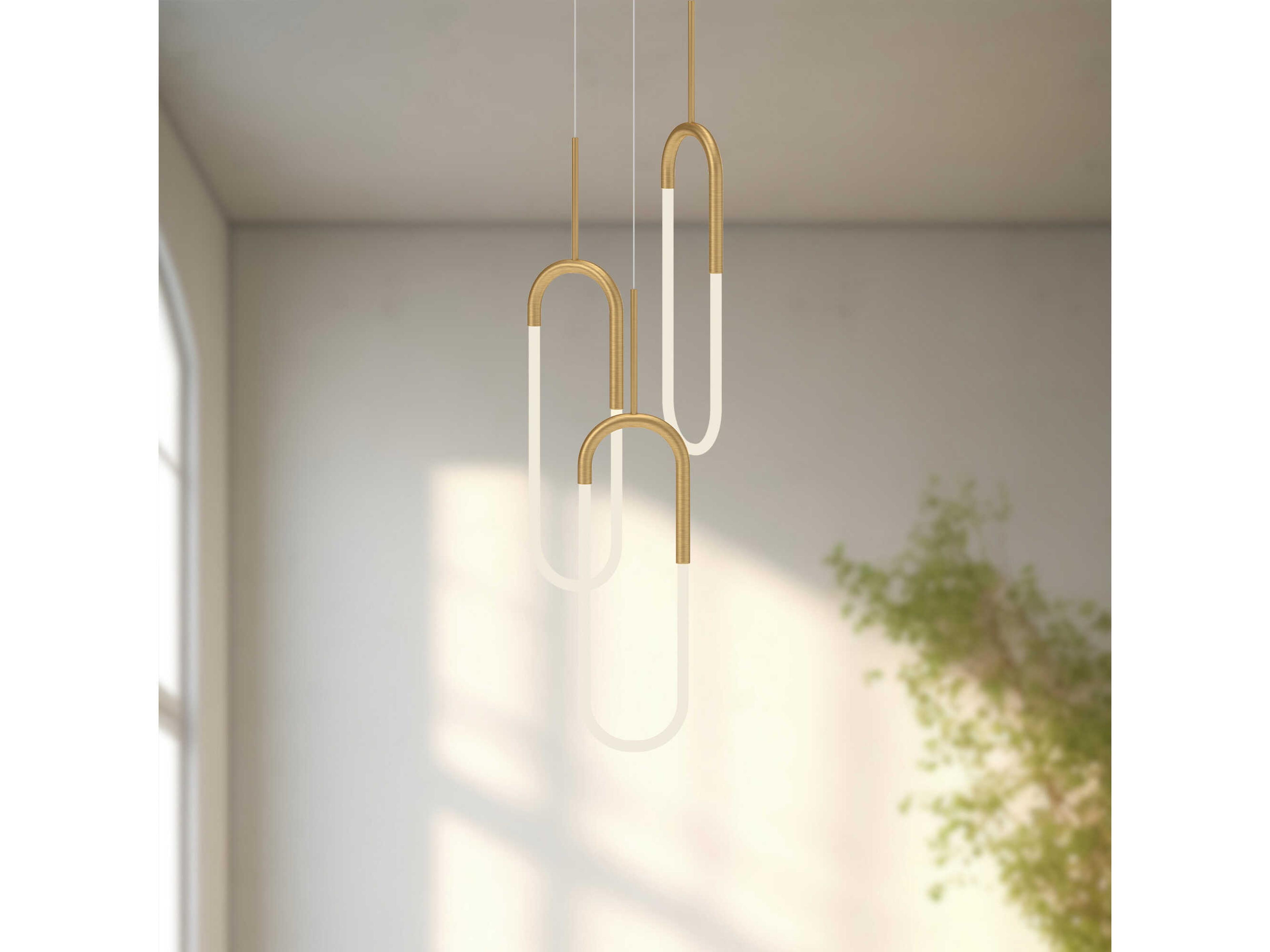Kuzco Lighting Huron Brushed Gold Cylinder Pendant