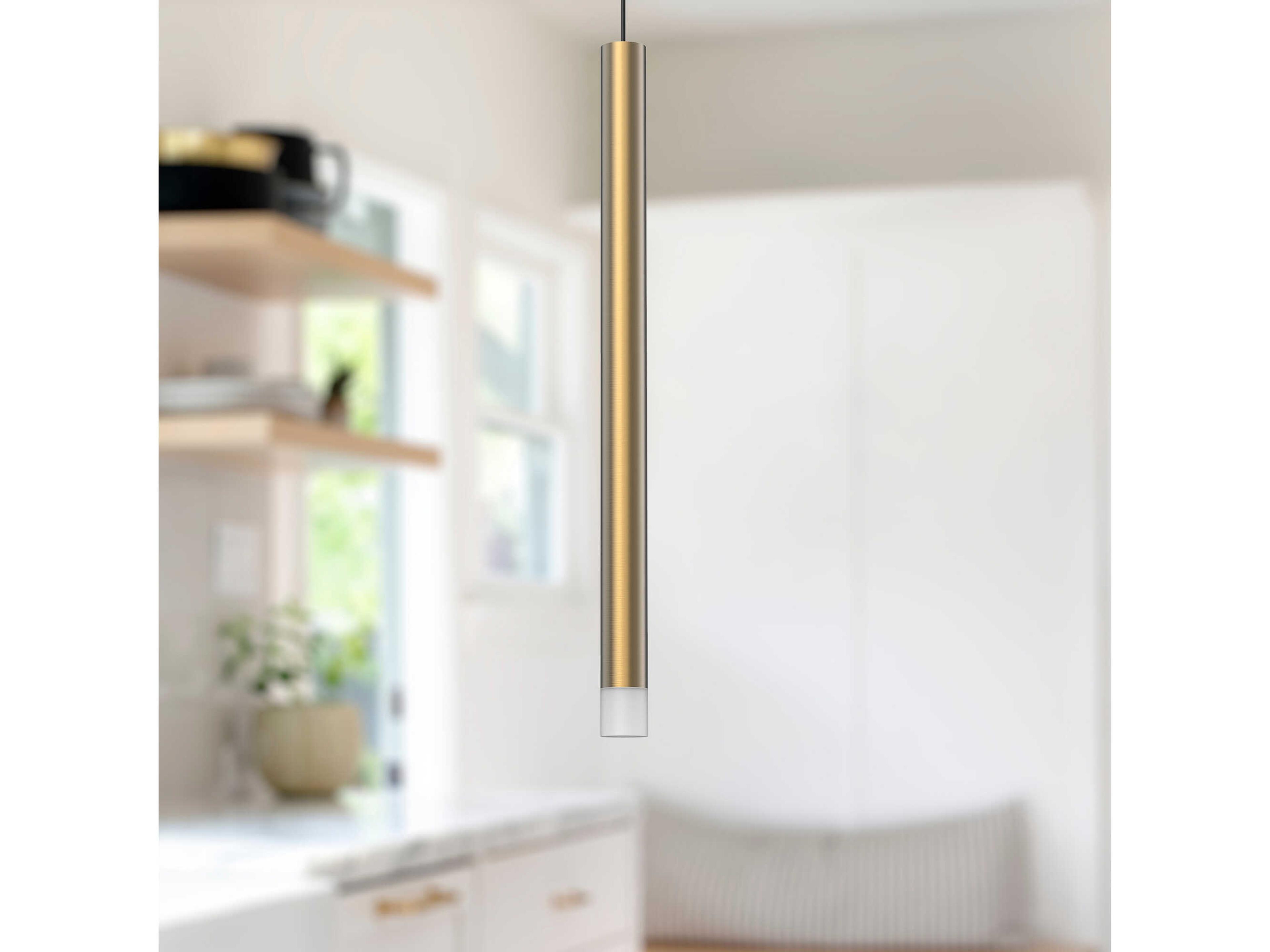 Kuzco Lighting Elixir Brushed Gold Cylinder Mini Pendant