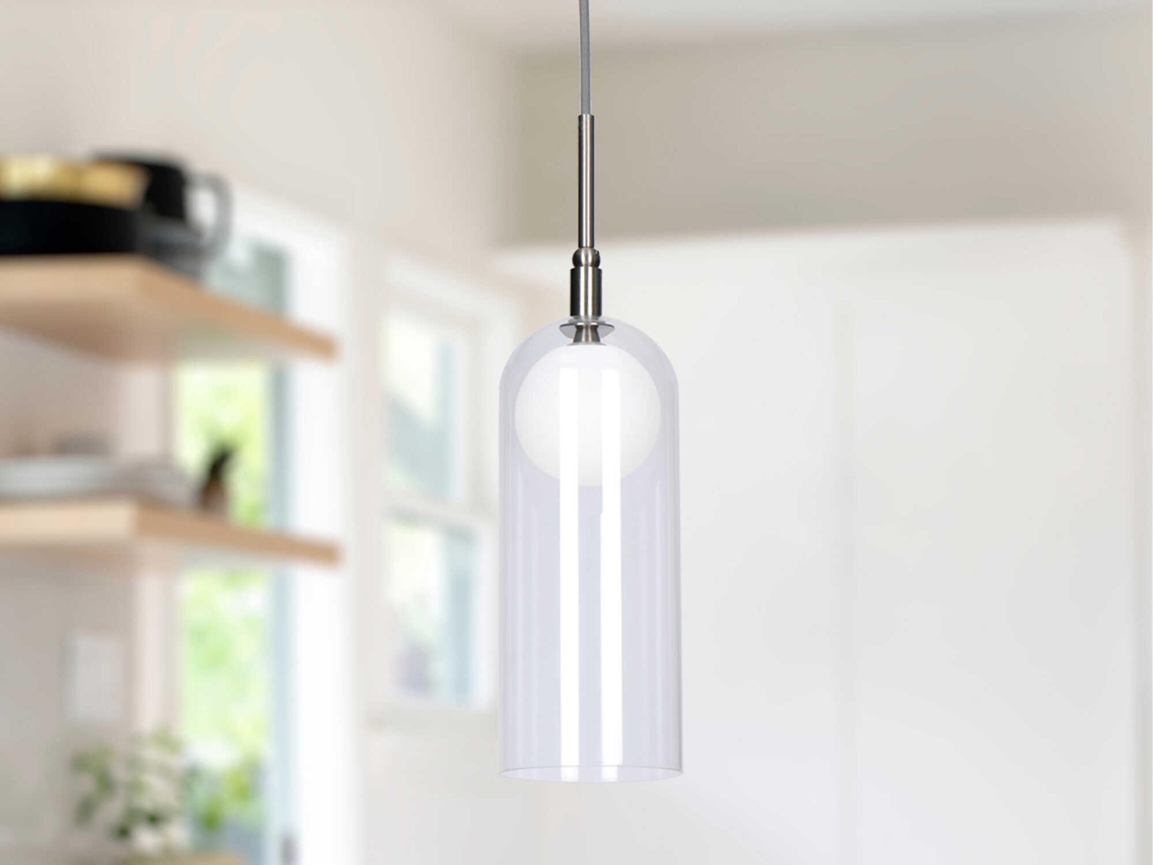Kuzco Lighting Stylo Brushed Nickel Cylinder Mini Pendant