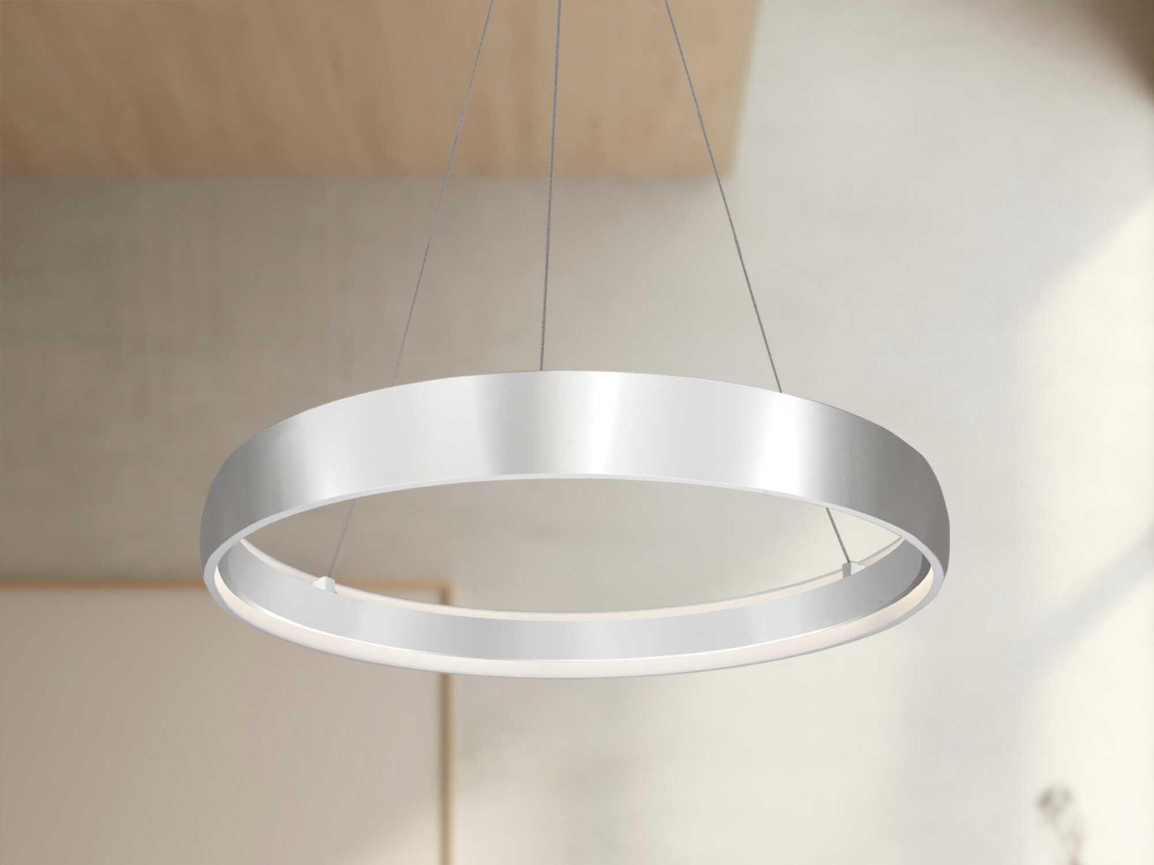 Kuzco Lighting Halo Brushed Silver Round Pendant