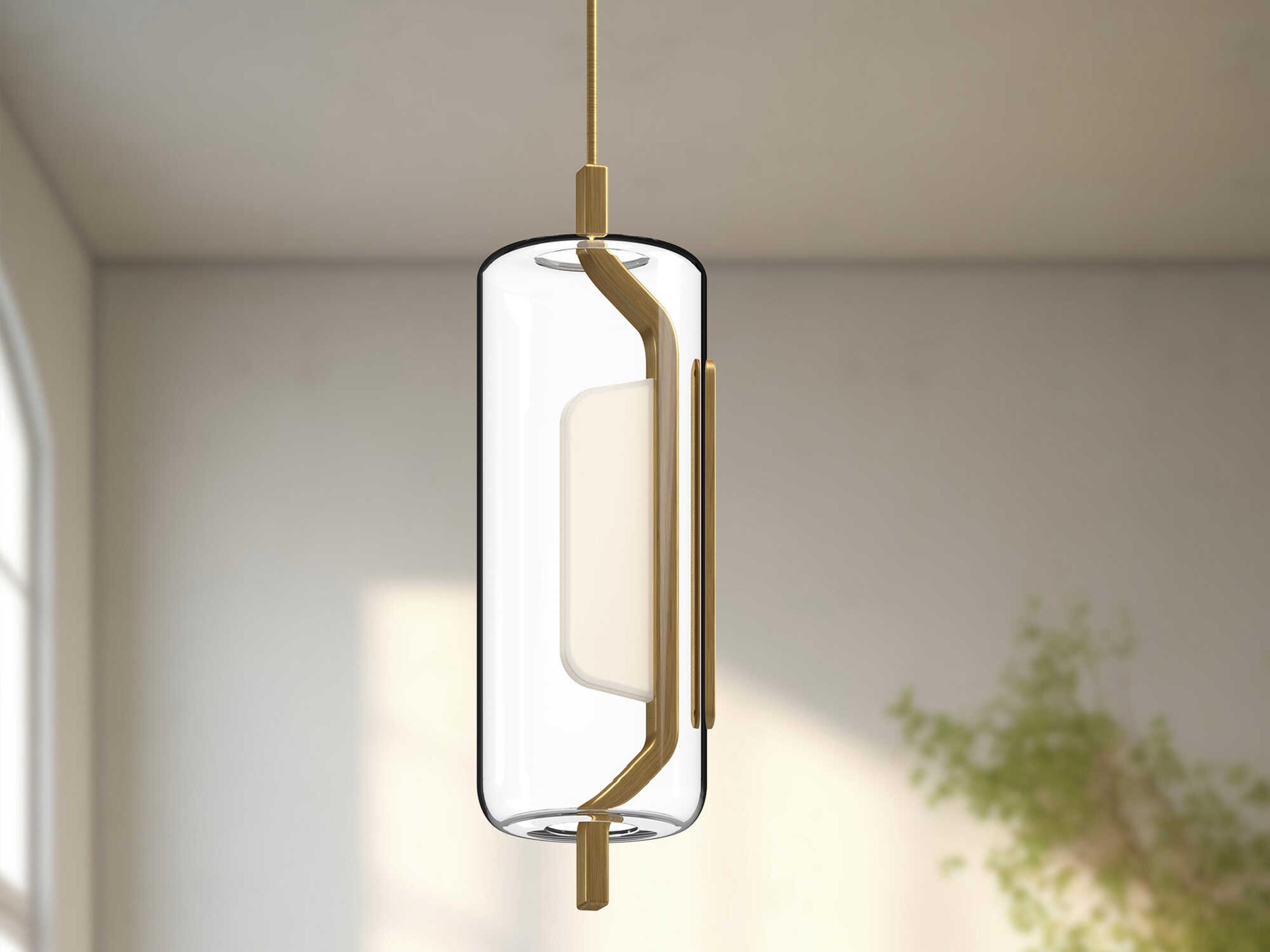 Kuzco Lighting Hilo Brushed Gold Cylinder Mini Pendant