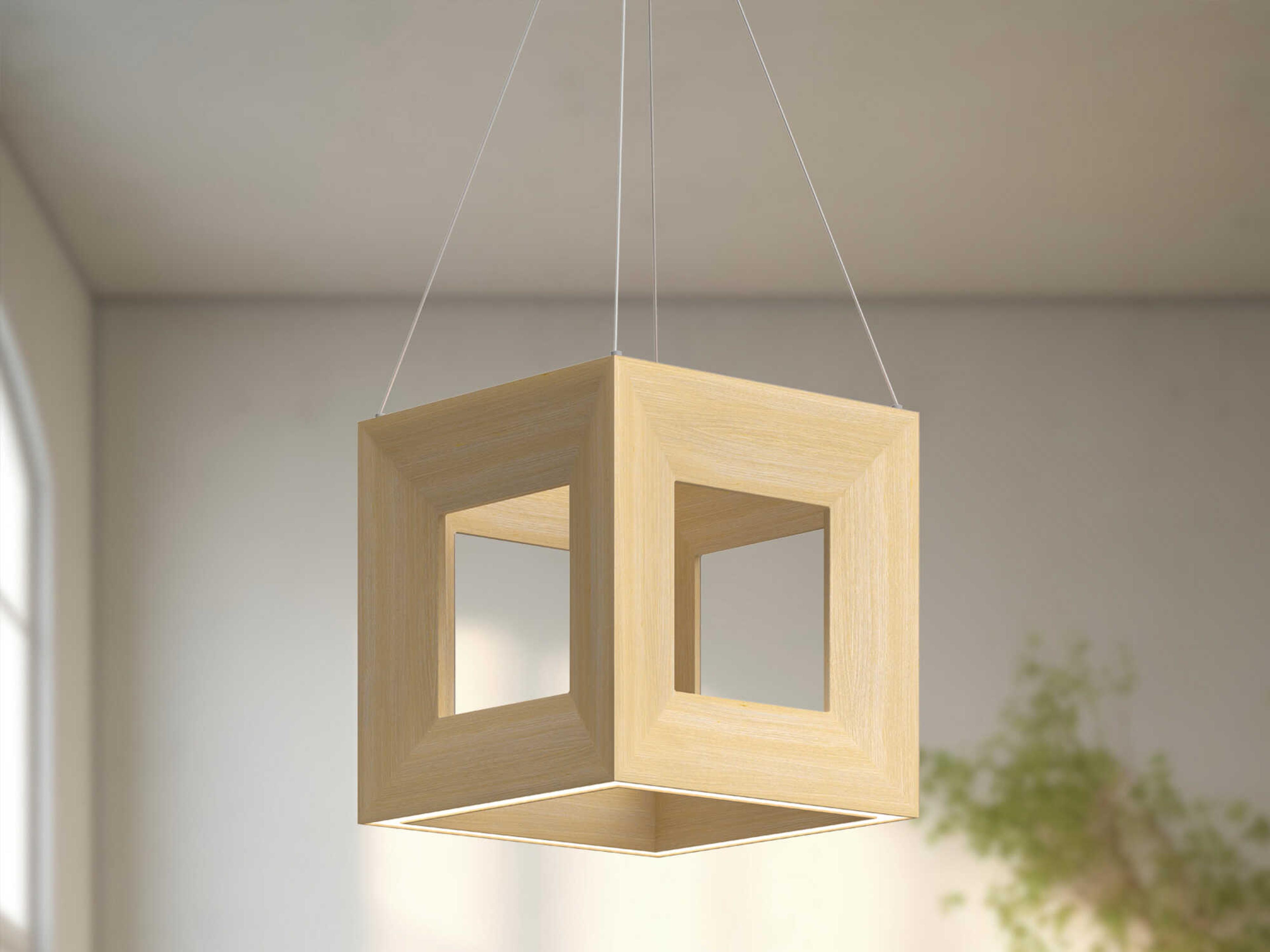 Kuzco Lighting Morina White Oak Geometric Mini Pendant