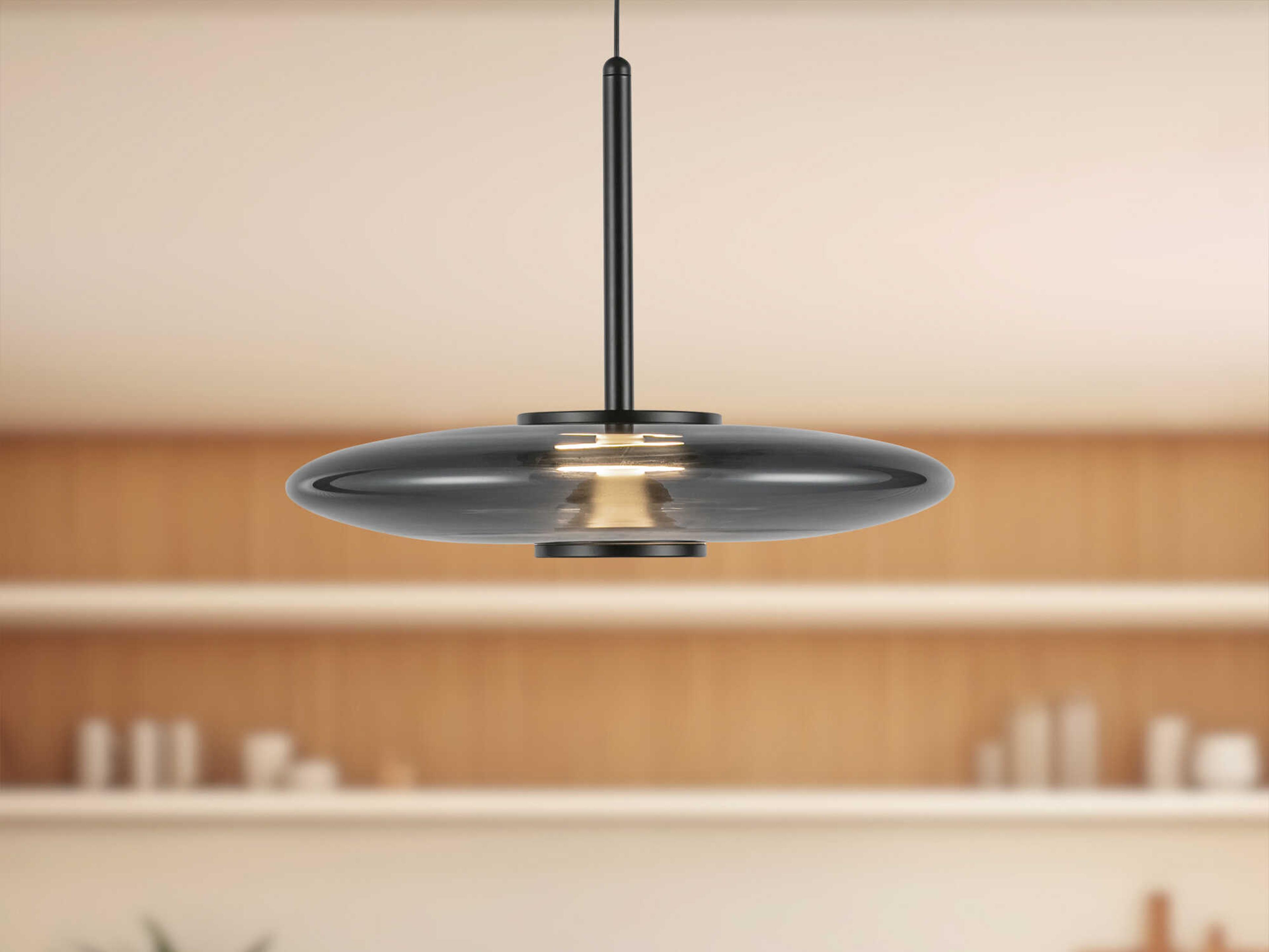 Kuzco Lighting Kyoto Black Smoked Glass Round Pendant