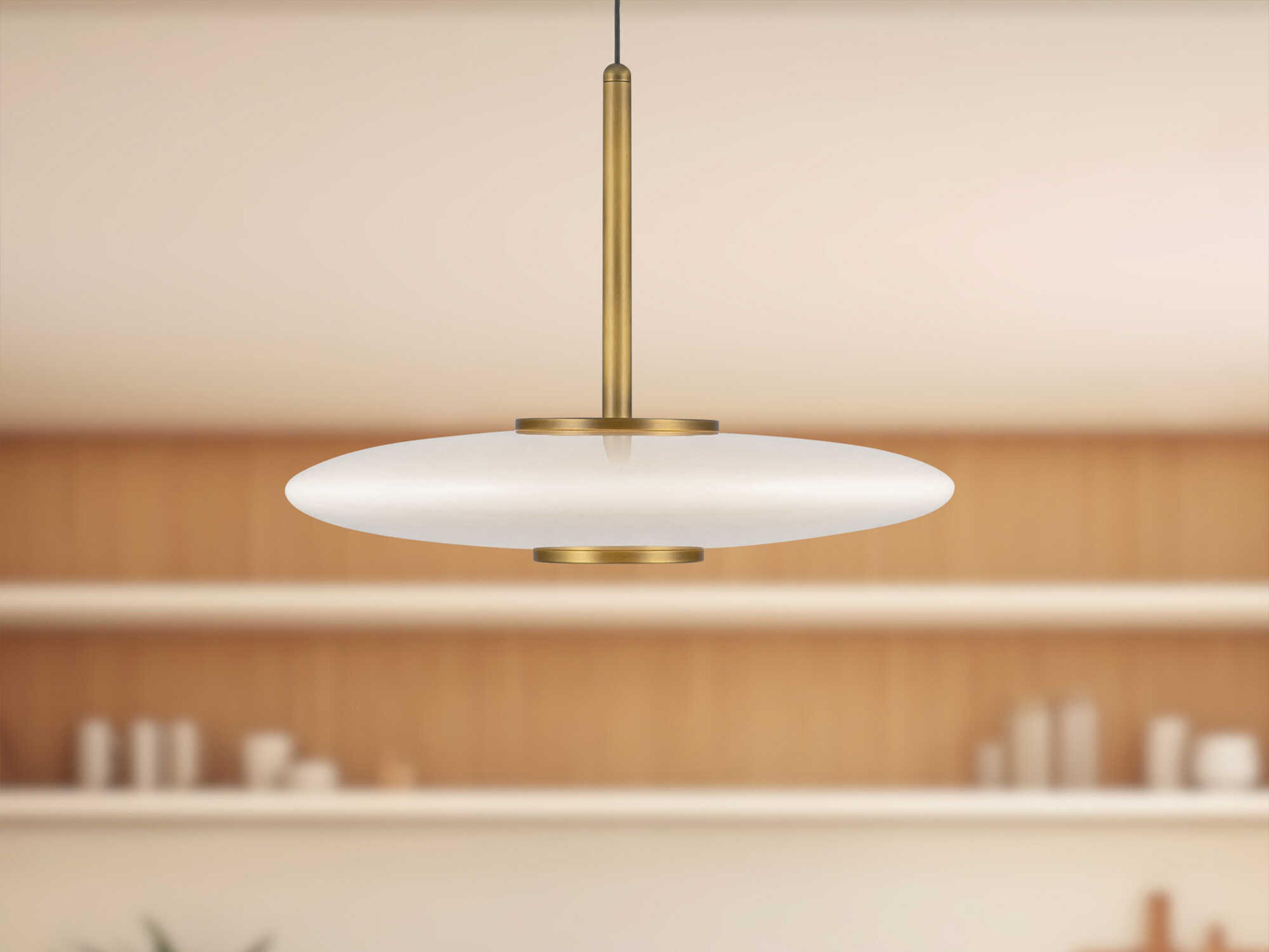 Kuzco Lighting Kyoto Vintage Brass Glossy Opal Glass Globe Pendant