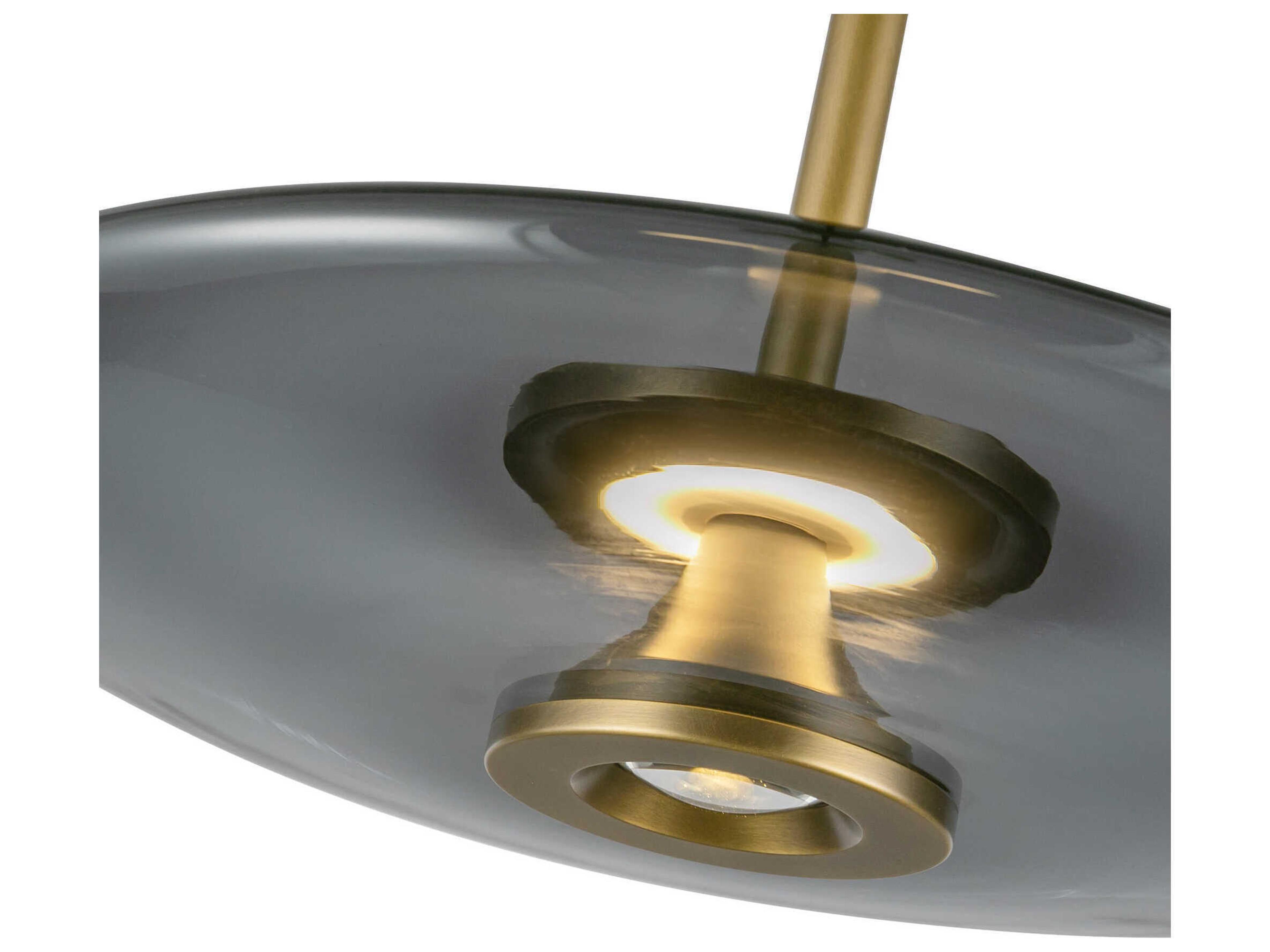 Kuzco Lighting Kyoto Vintage Brass Smoked Glass Round Pendant