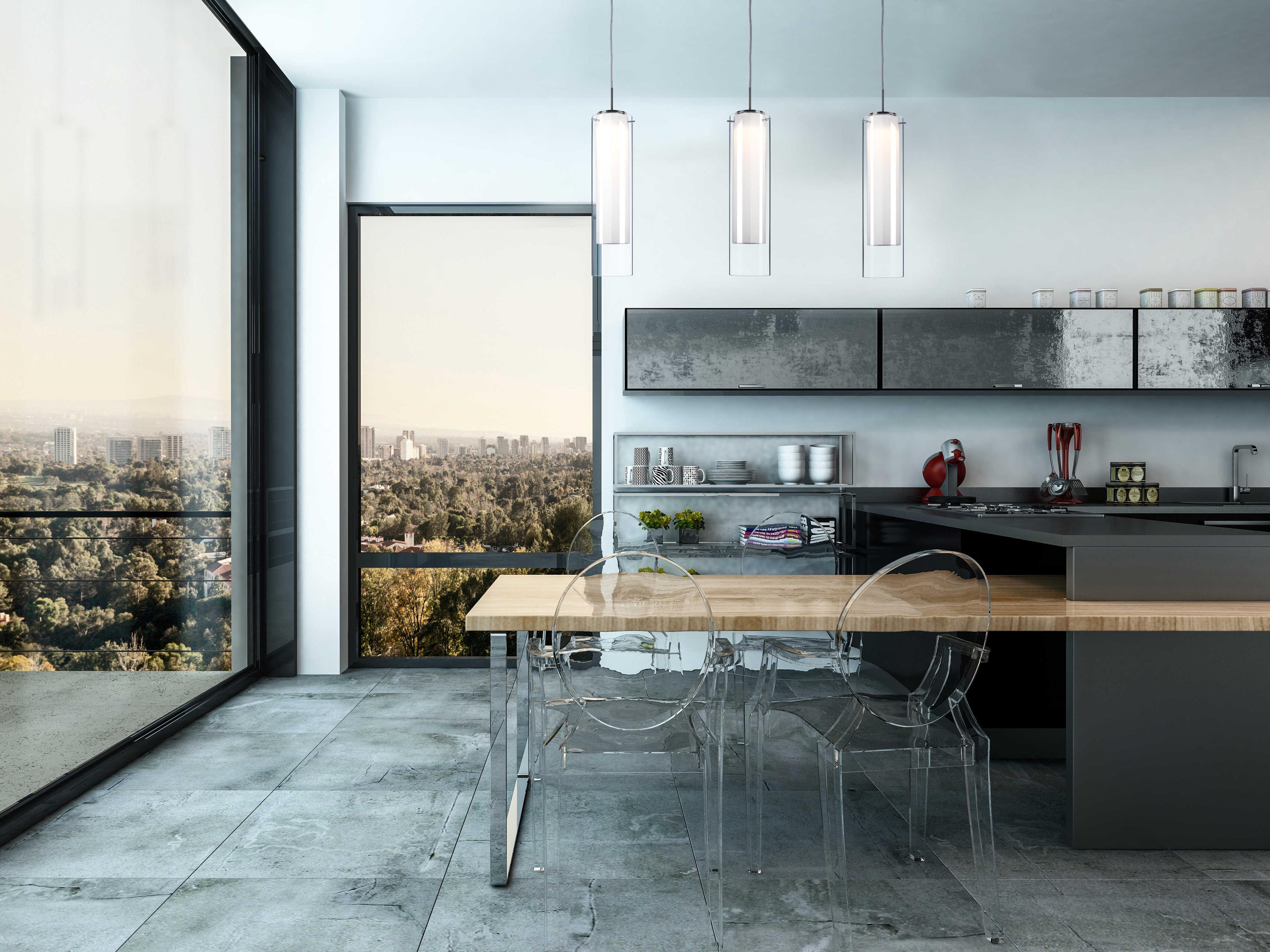 Kuzco Lighting Verona Brushed Nickel Cylinder Mini Pendant