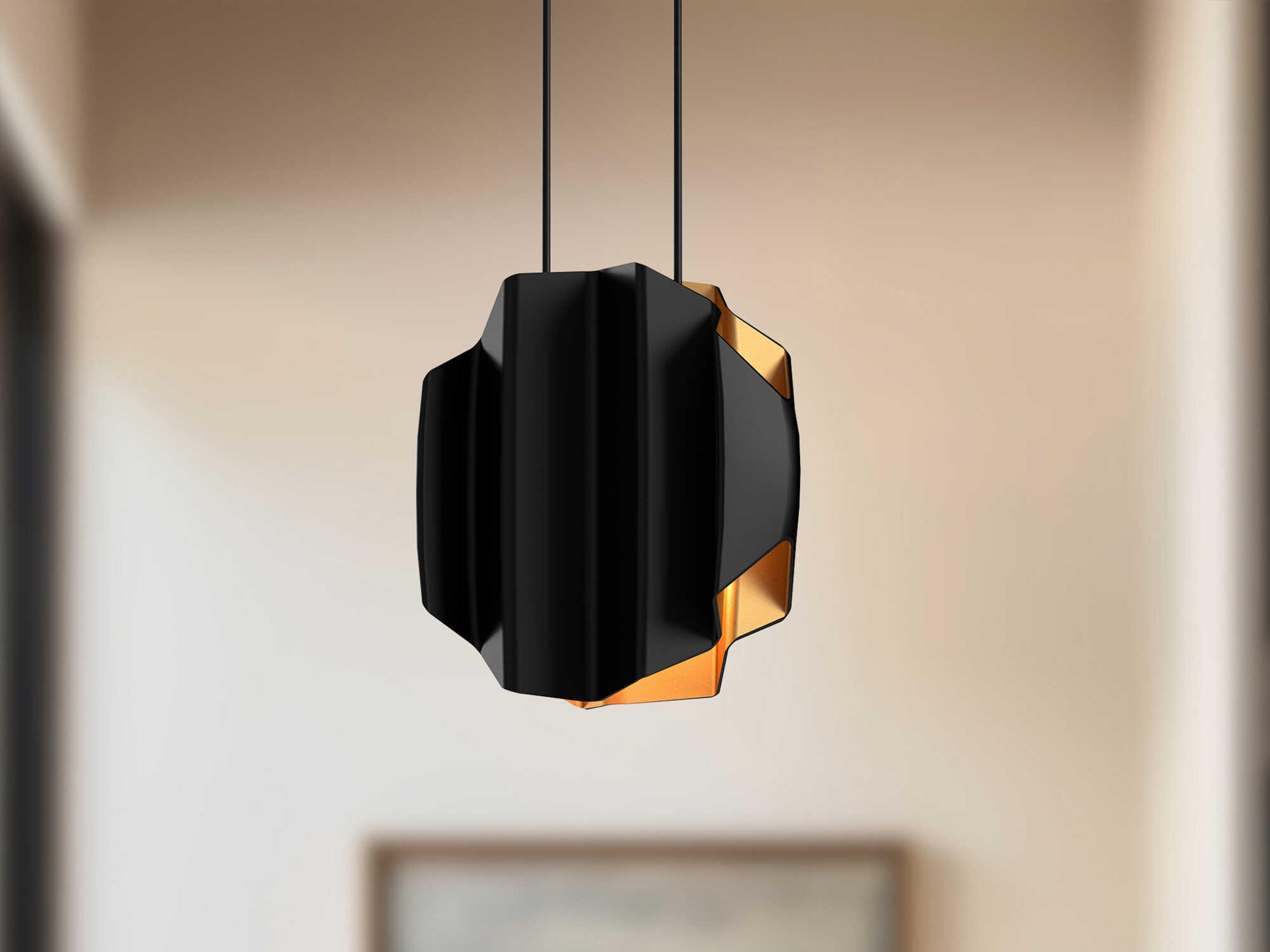 Kuzco Lighting Akira 2-Light Black Gold Geometric Pendant