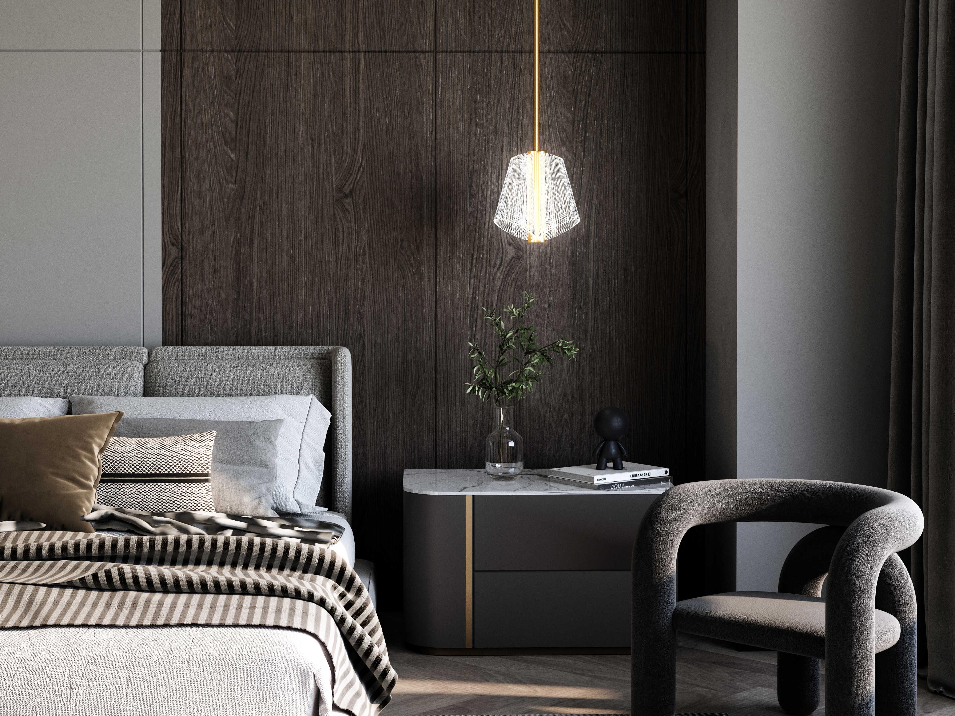 Kuzco Lighting Mulberry Brushed Gold Geometric Mini Pendant