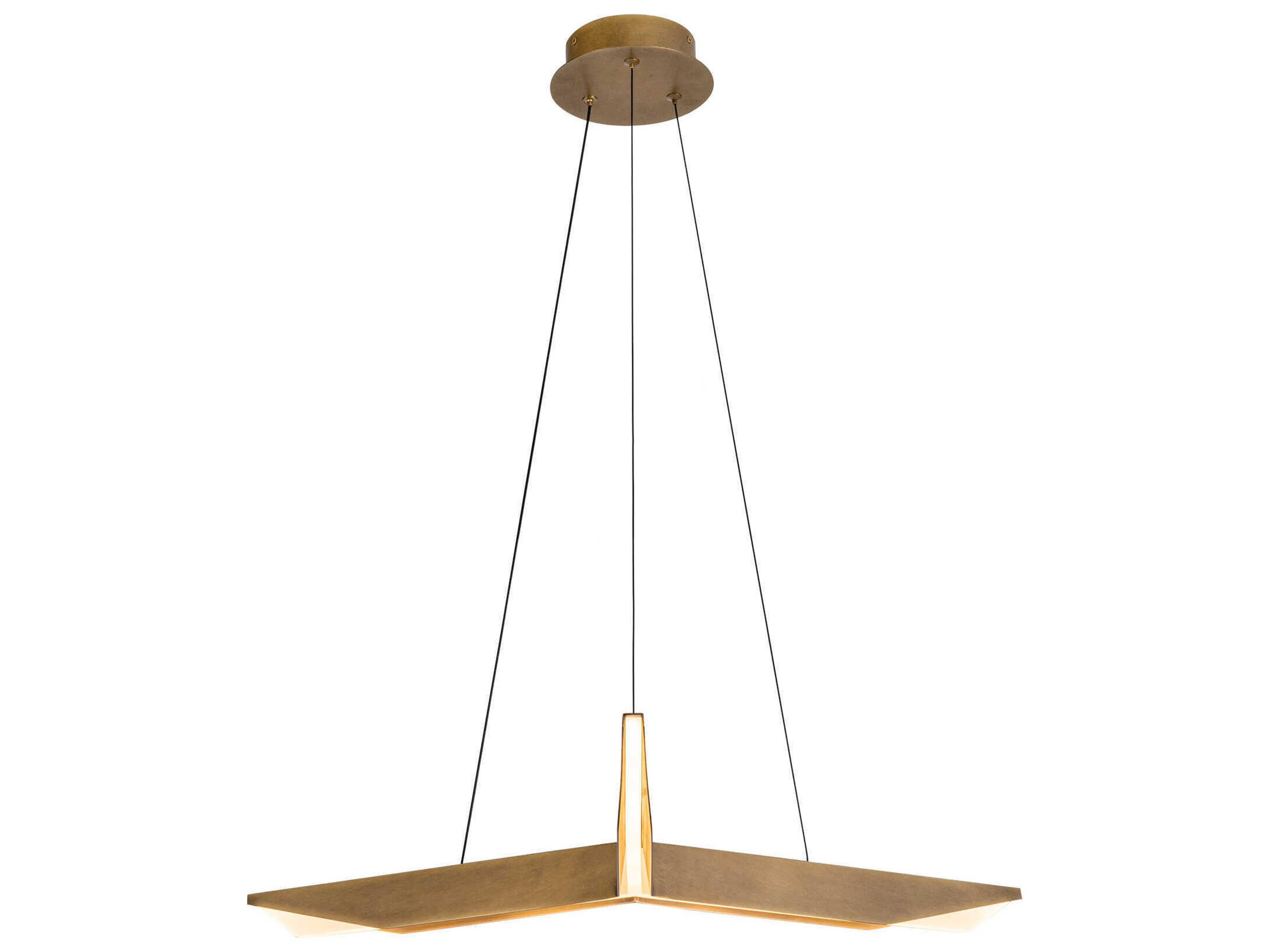 Kuzco Lighting Tachi Vintage Brass Geometric Linear Pendant