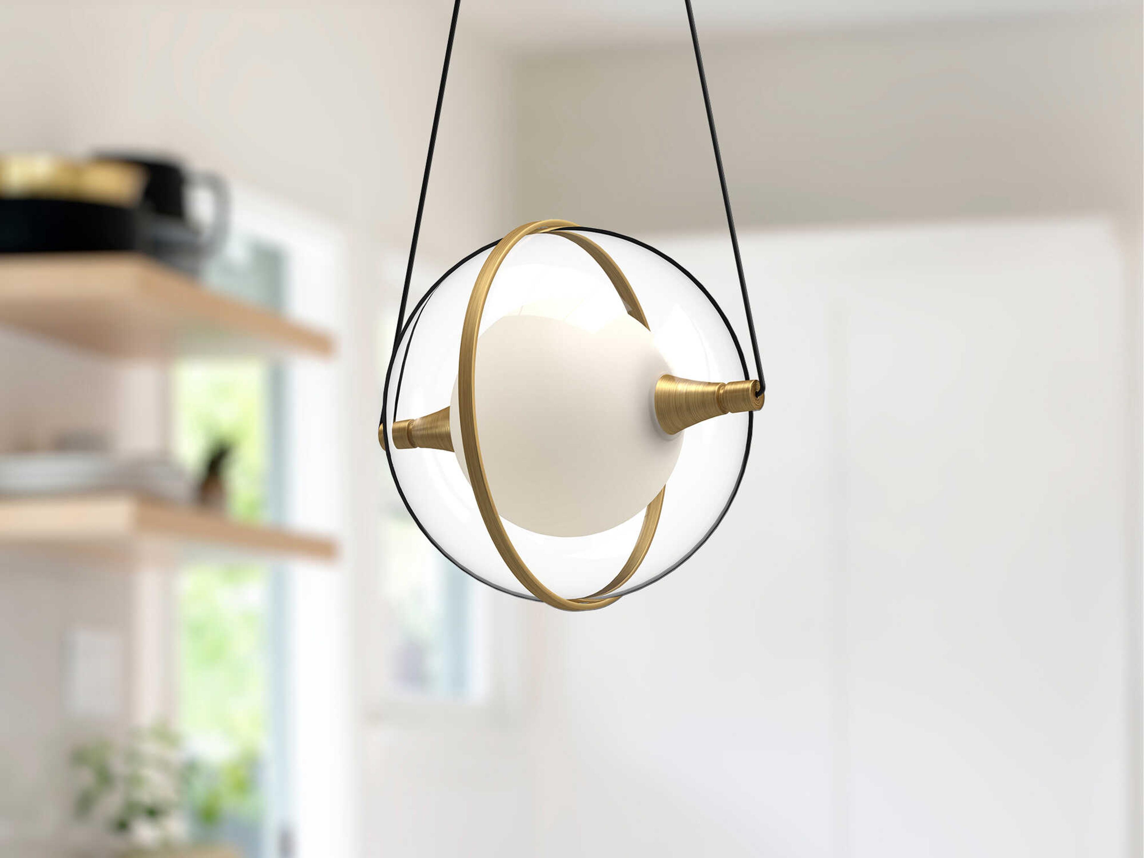 Kuzco Lighting Aries Brushed Gold Geometric Globe Mini Pendant