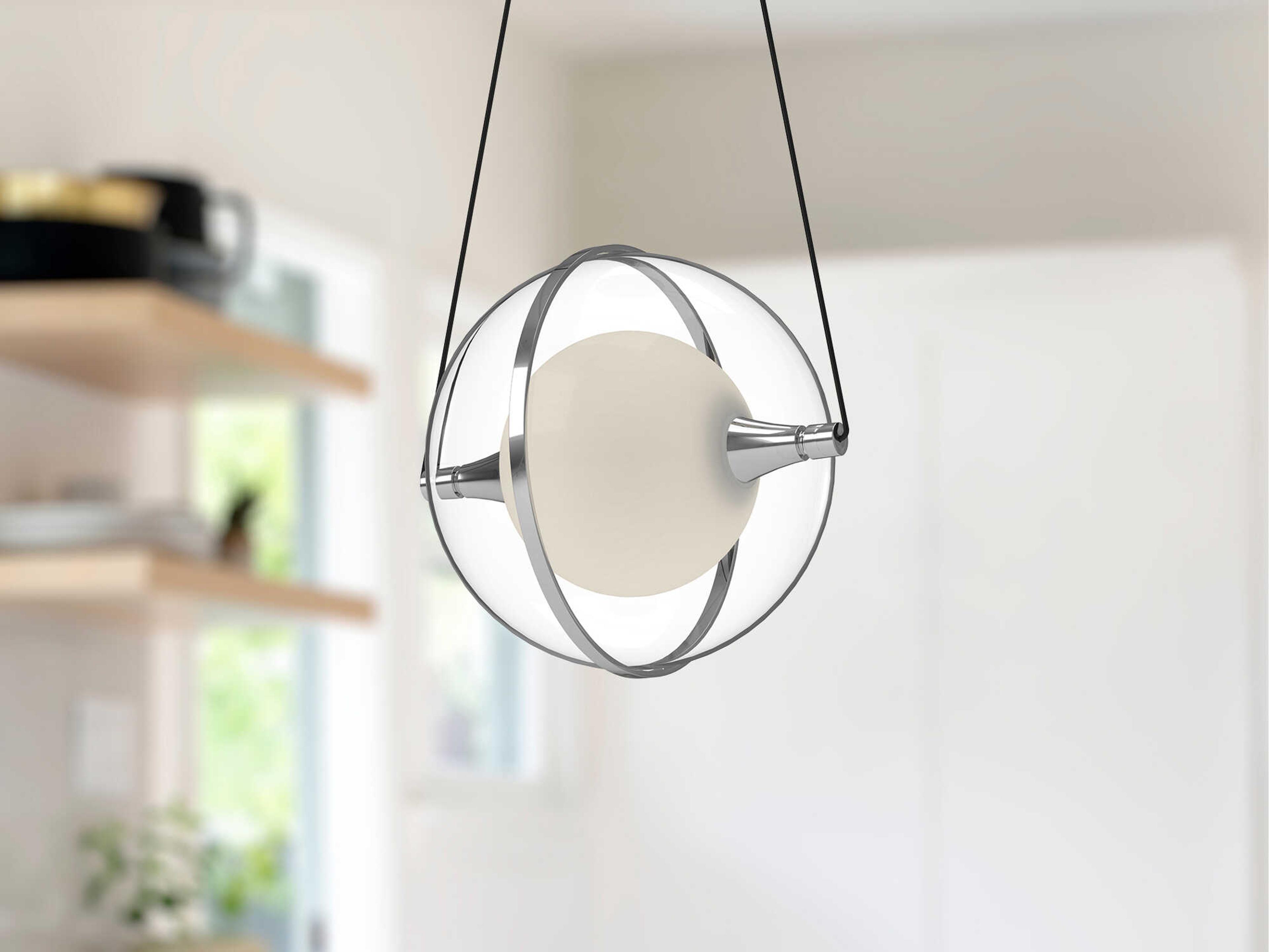 Kuzco Lighting Aries Chrome Geometric Globe Mini Pendant