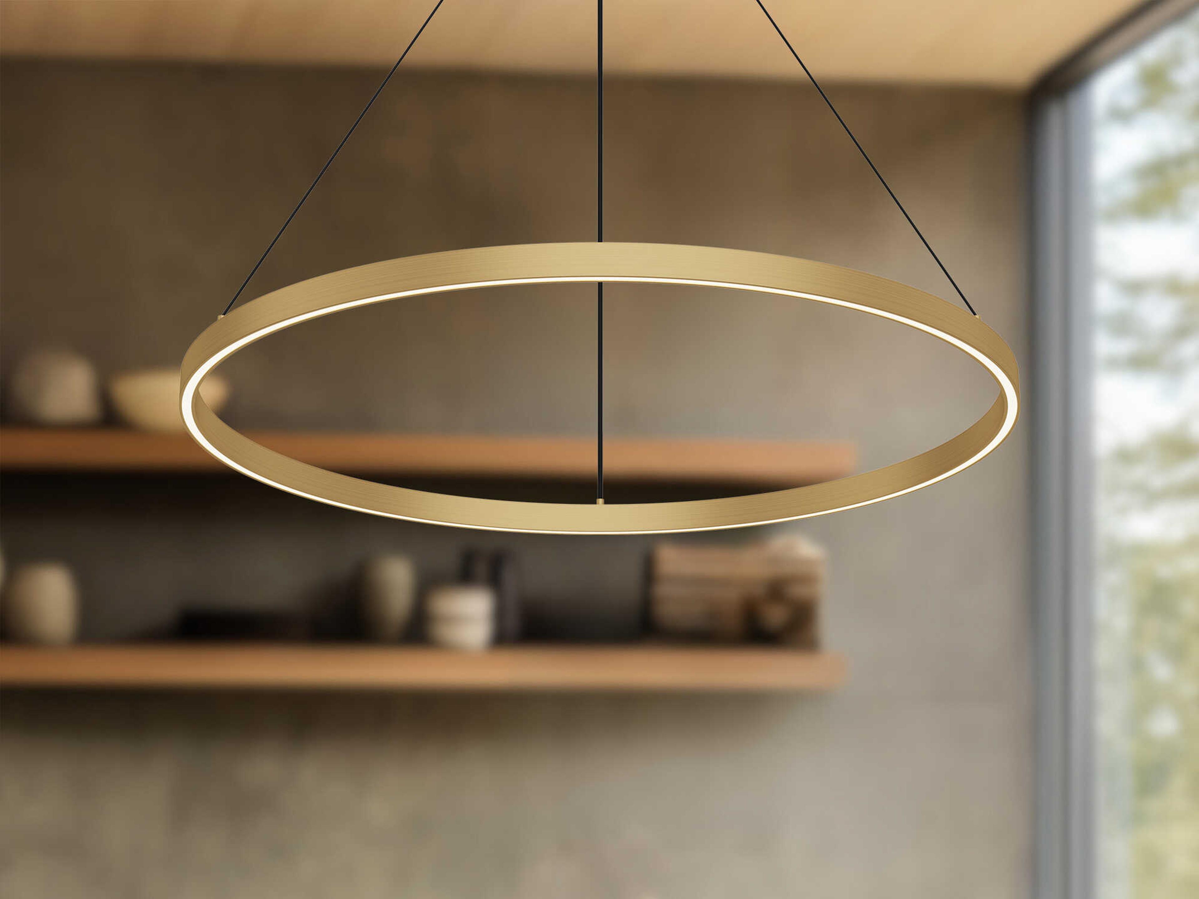 Kuzco Lighting Cerchio Brushed Gold Round Pendant