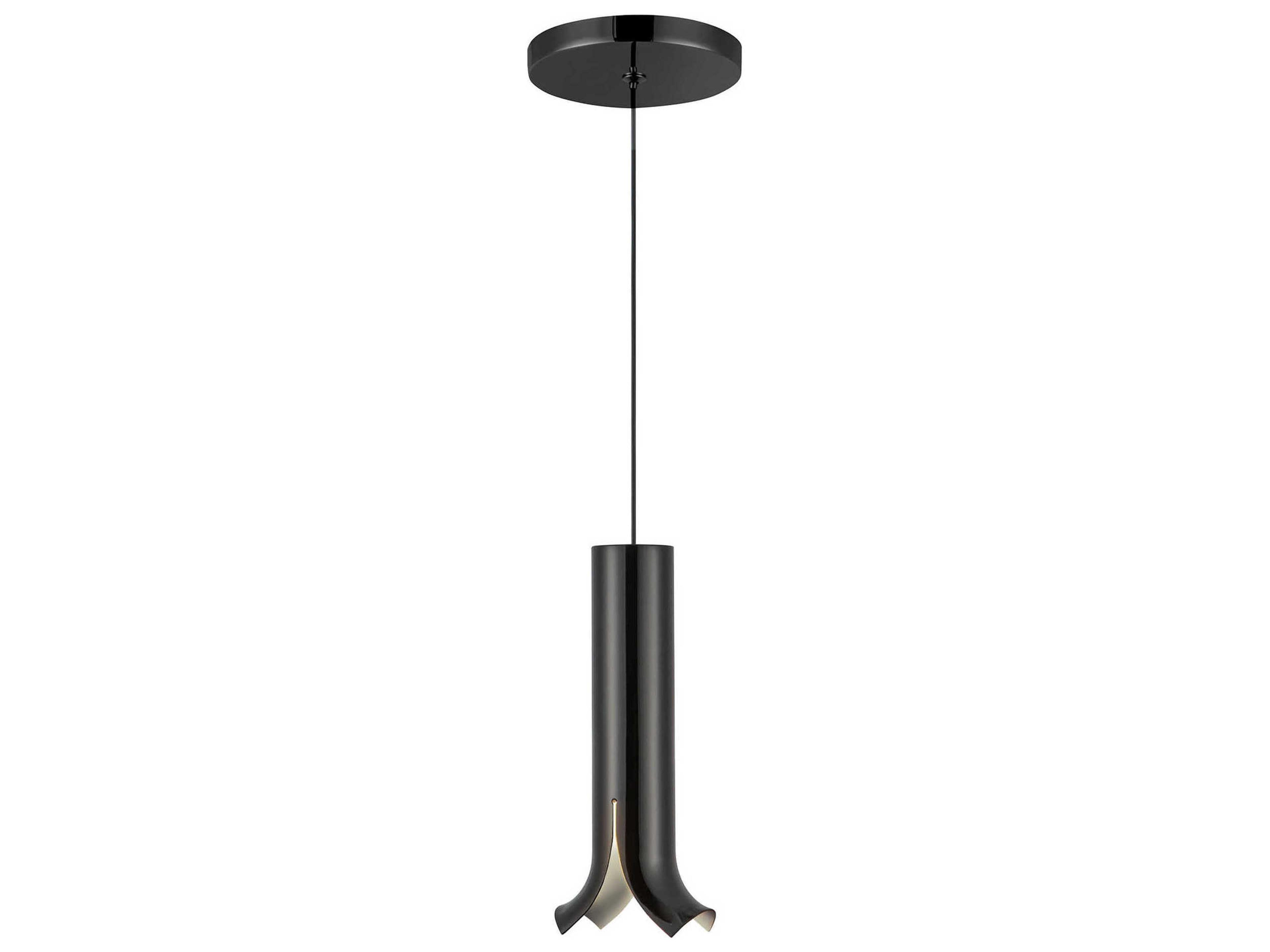 Kuzco Lighting Husk Glossy Black Cylinder Mini Pendant