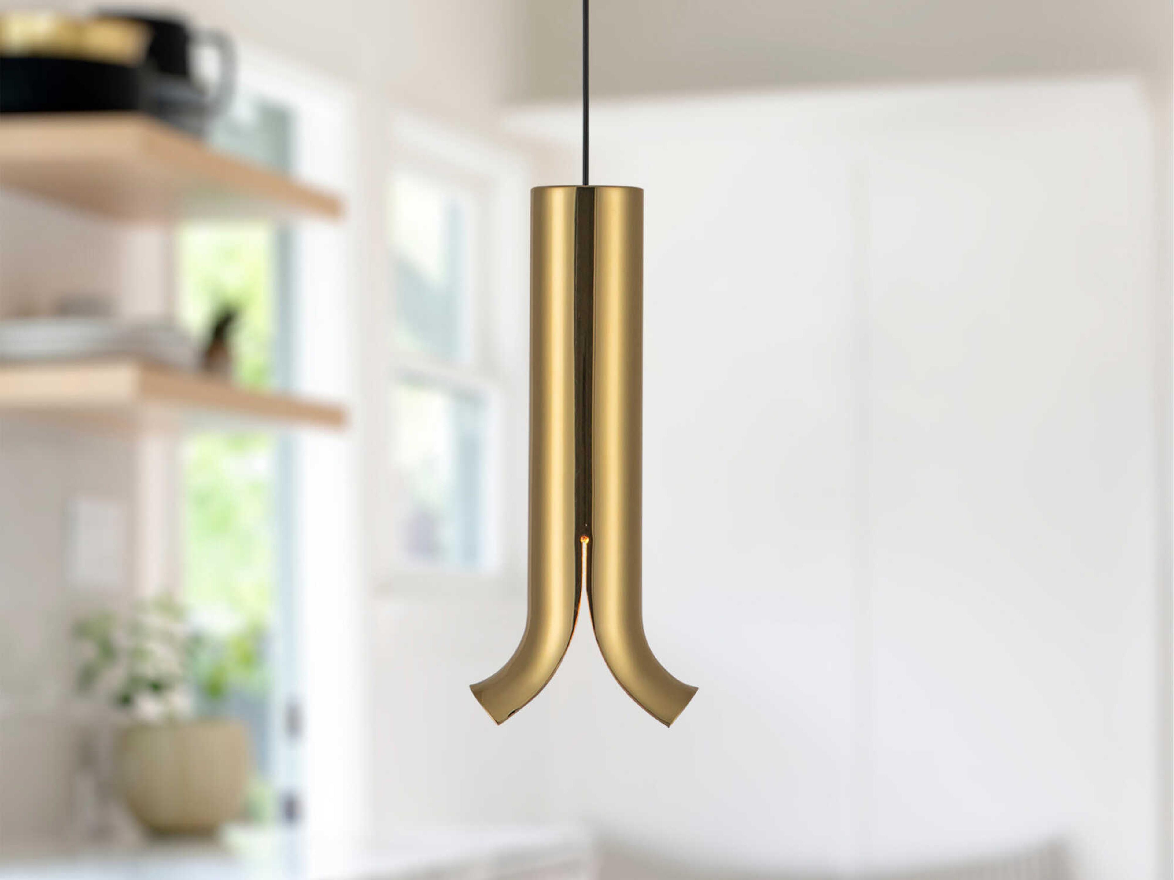 Kuzco Lighting Husk Metallic Brass Cylinder Mini Pendant