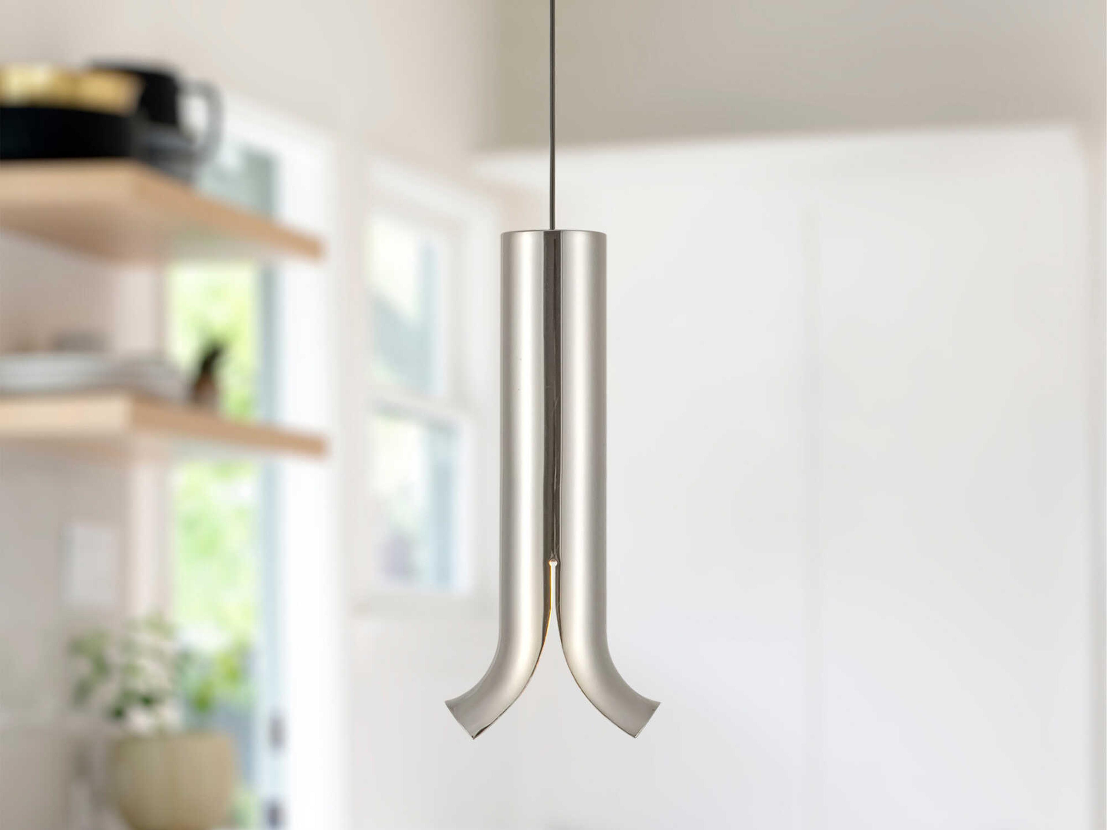 Kuzco Lighting Husk Polished Nickel Cylinder Mini Pendant