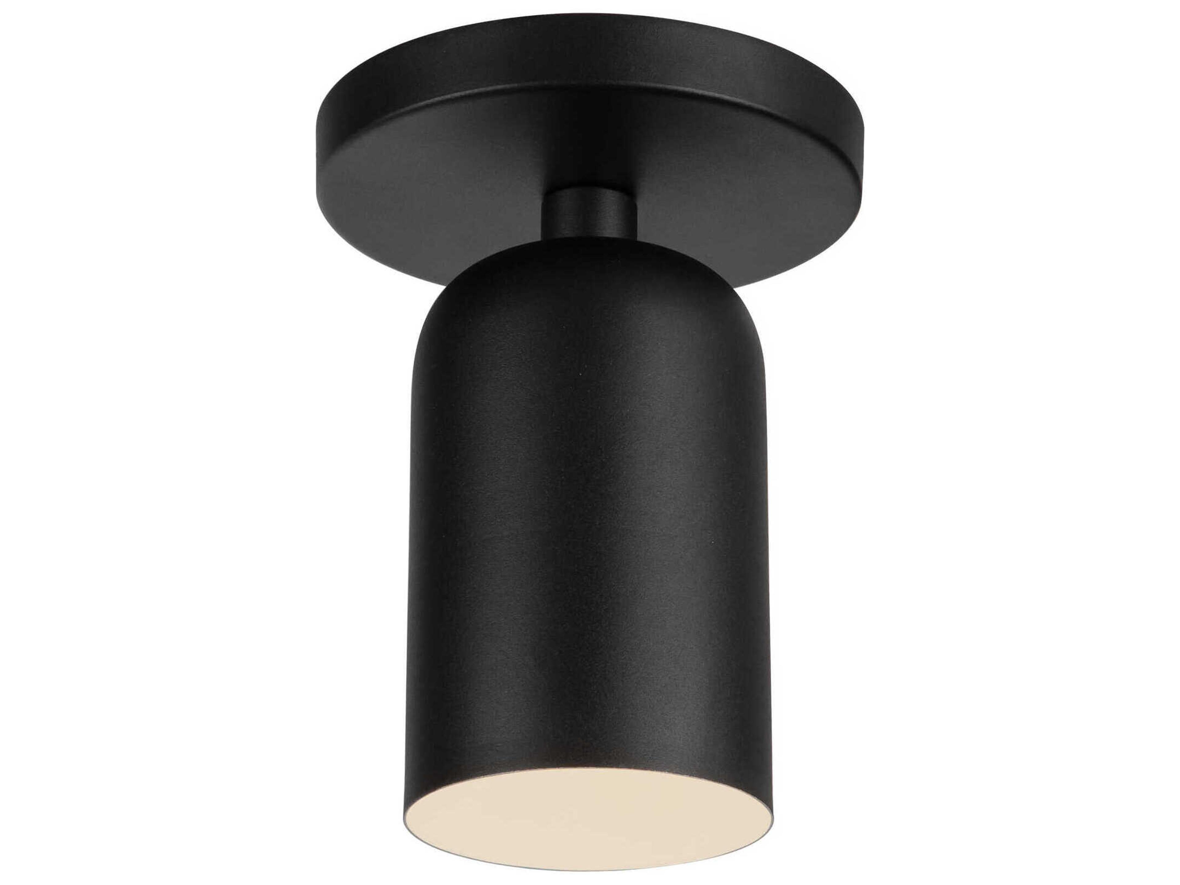 Nola 1-Light Black Cylinder Semi Flush Mount