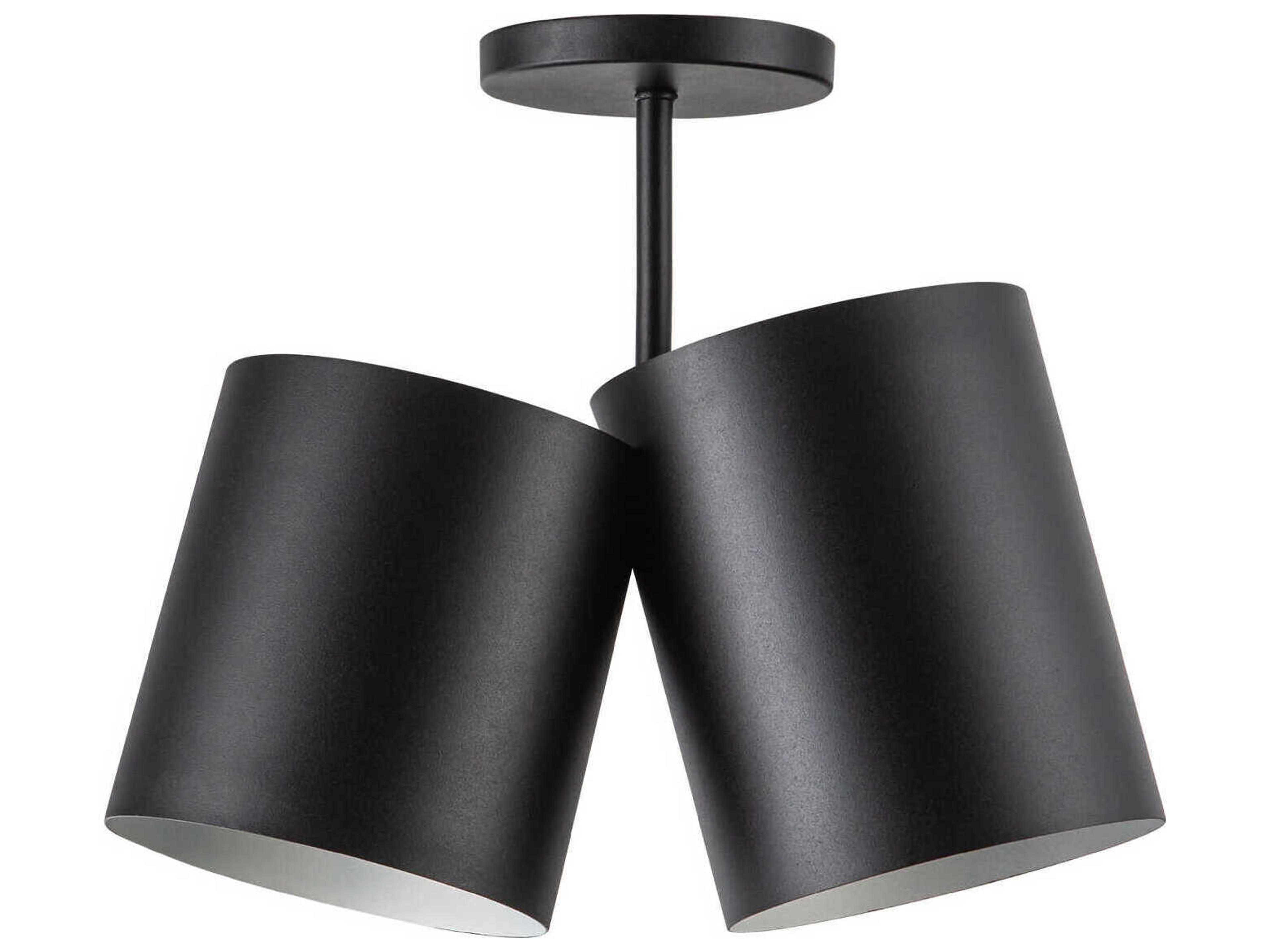 Kuzco Lighting Keiko 2-Light Black Cylinder Semi Flush Mount