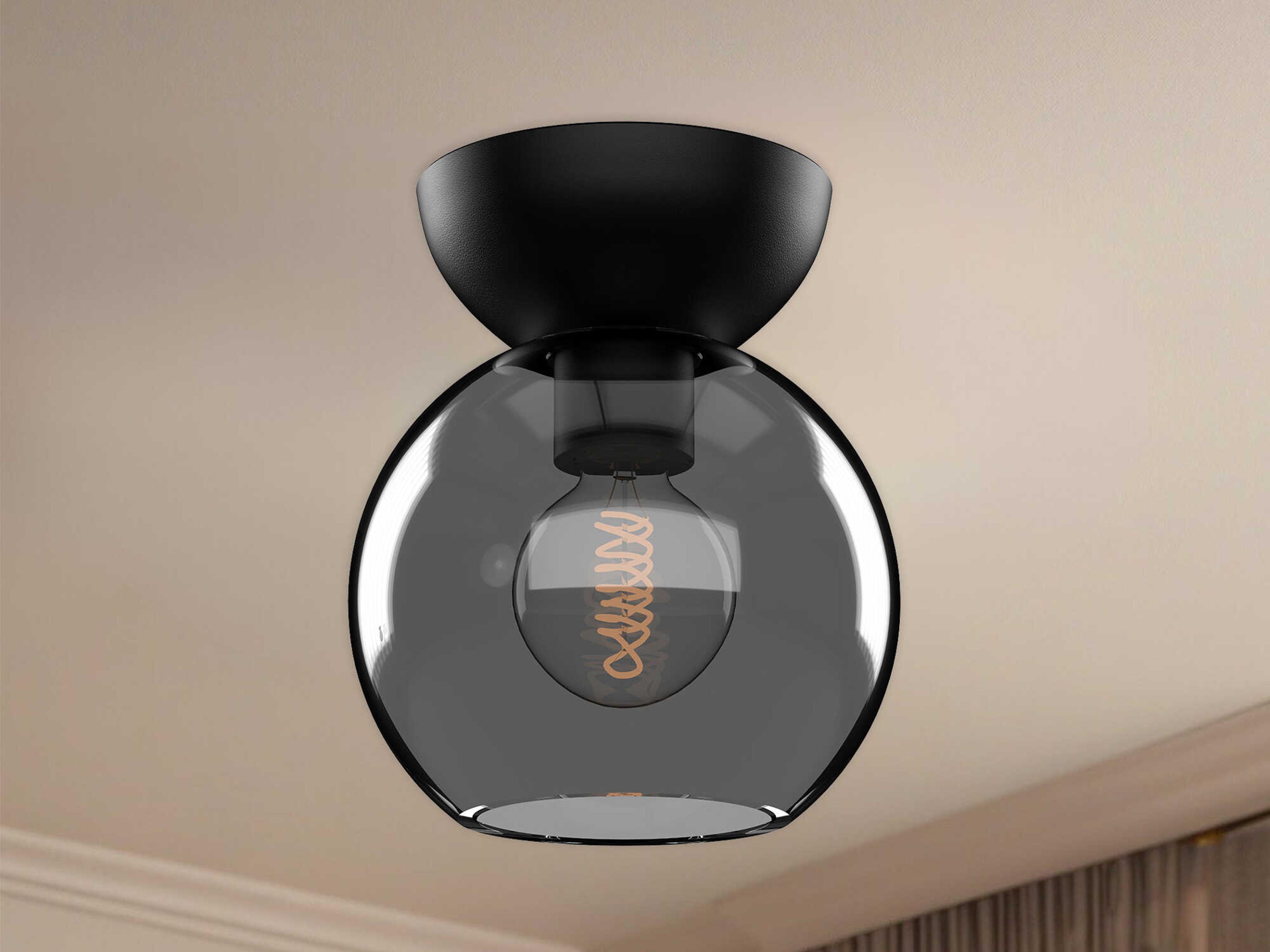 Kuzco Lighting Arcadia 1-Light Black Globe Semi Flush Mount
