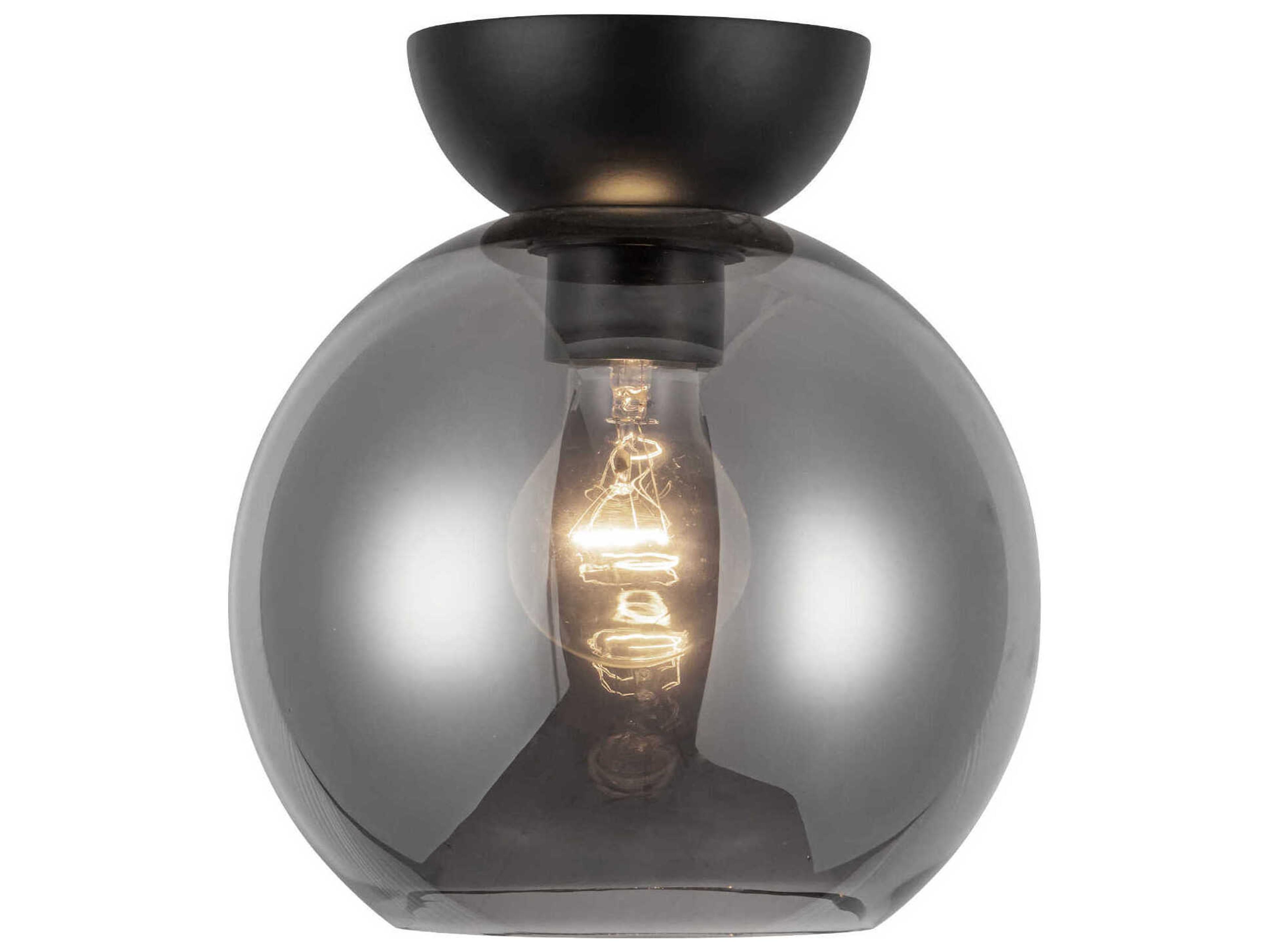 Arcadia 1-Light Black Globe Semi Flush Mount