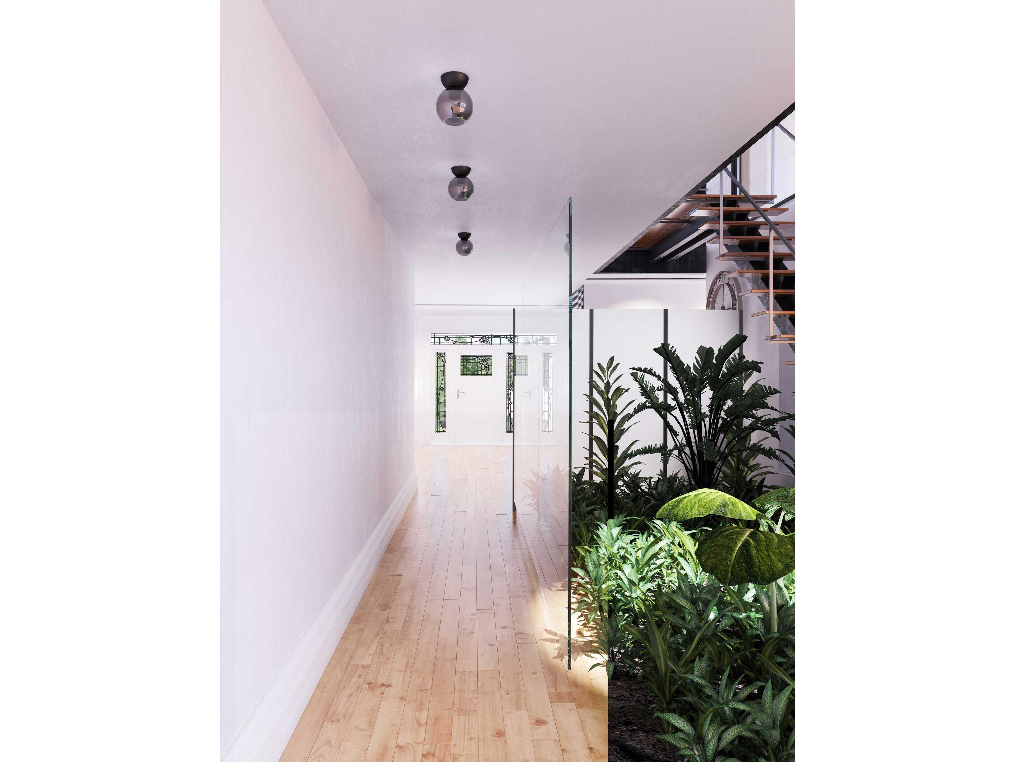 Kuzco Lighting Arcadia 1-Light Black Globe Semi Flush Mount