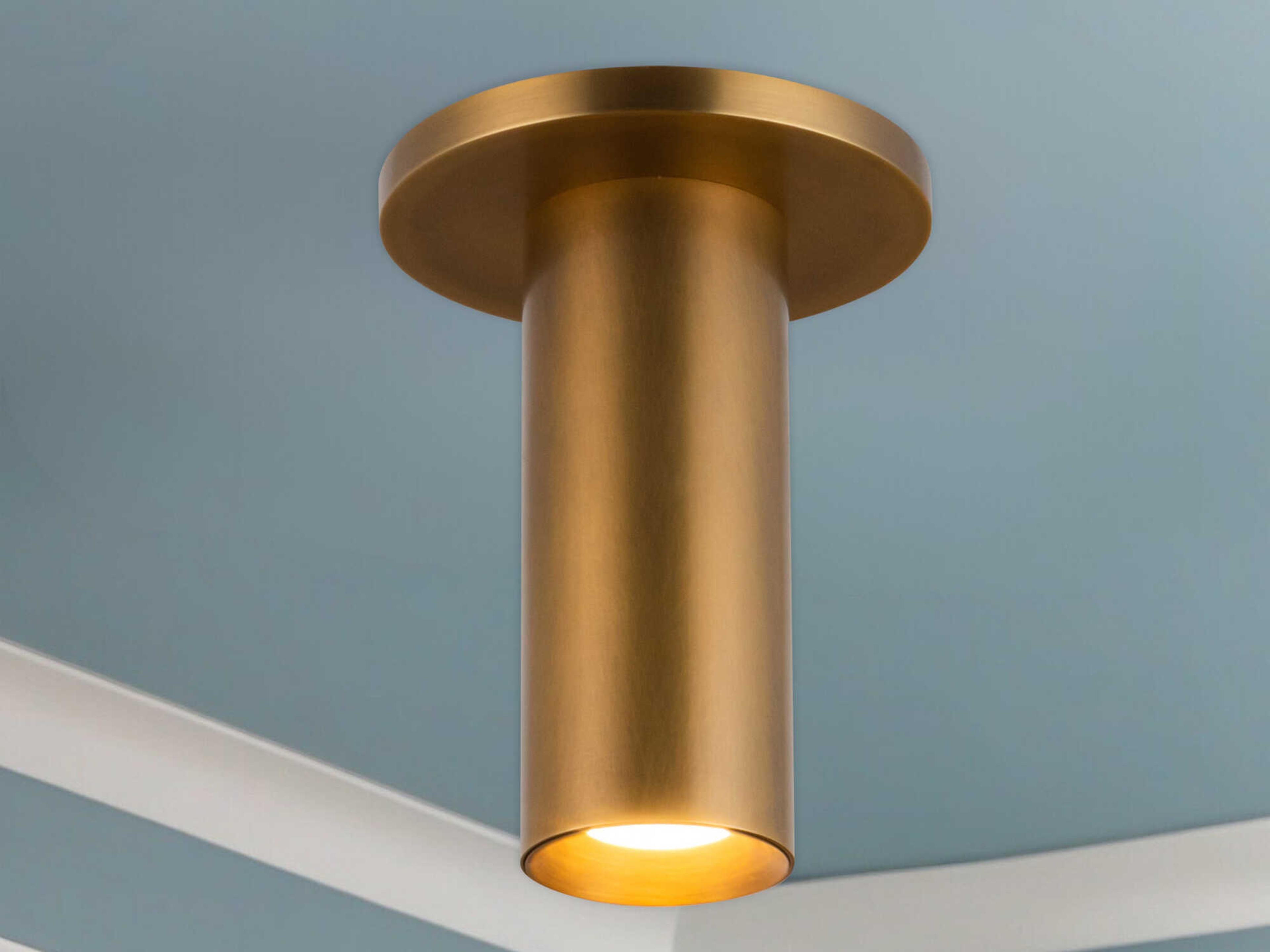 Kuzco Lighting Mason Vintage Brass Cylinder Semi Flush Mount