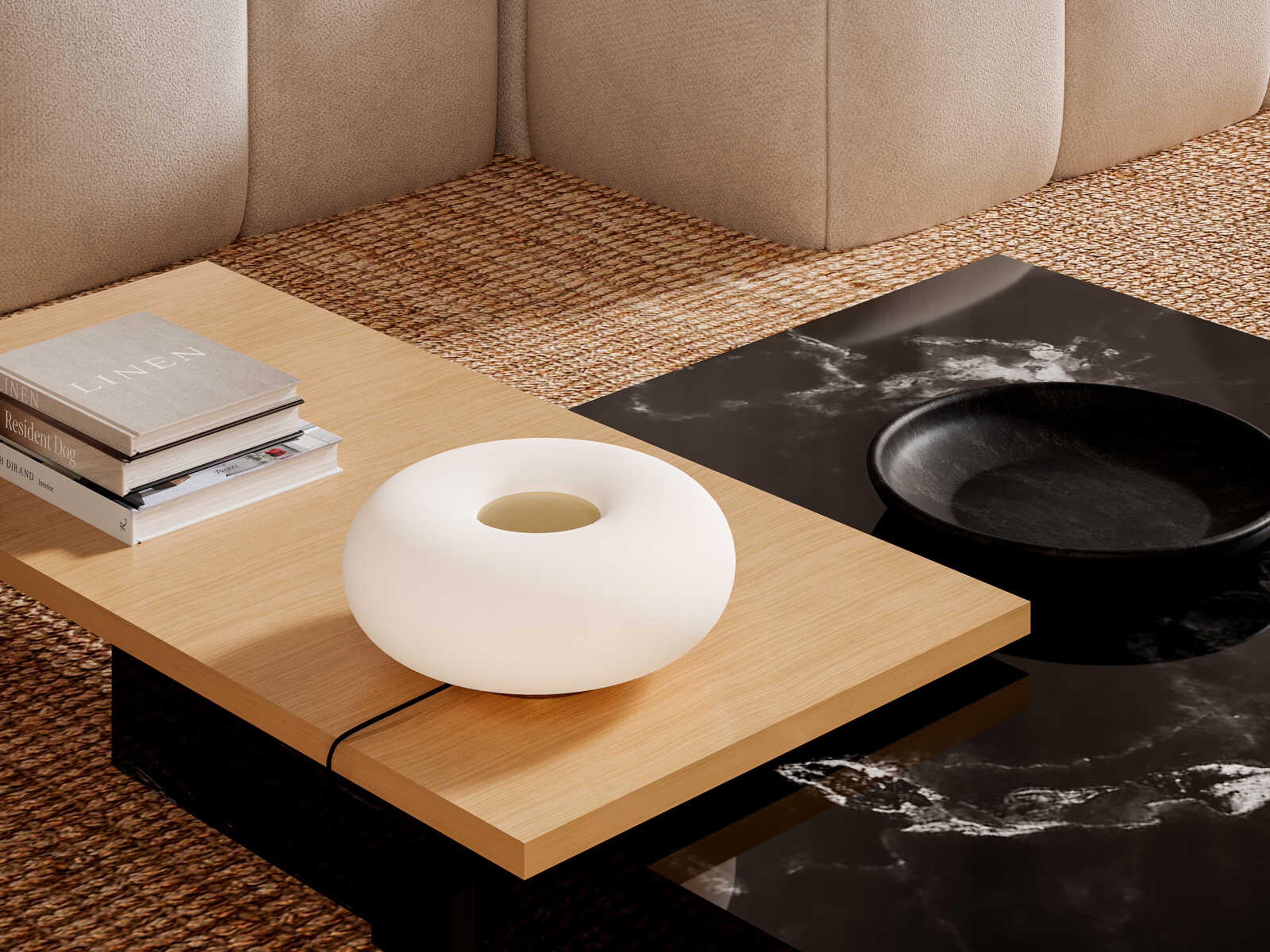 Kuzco Lighting Nimbus Vintage Brass Matte Opal Glass Table Lamp