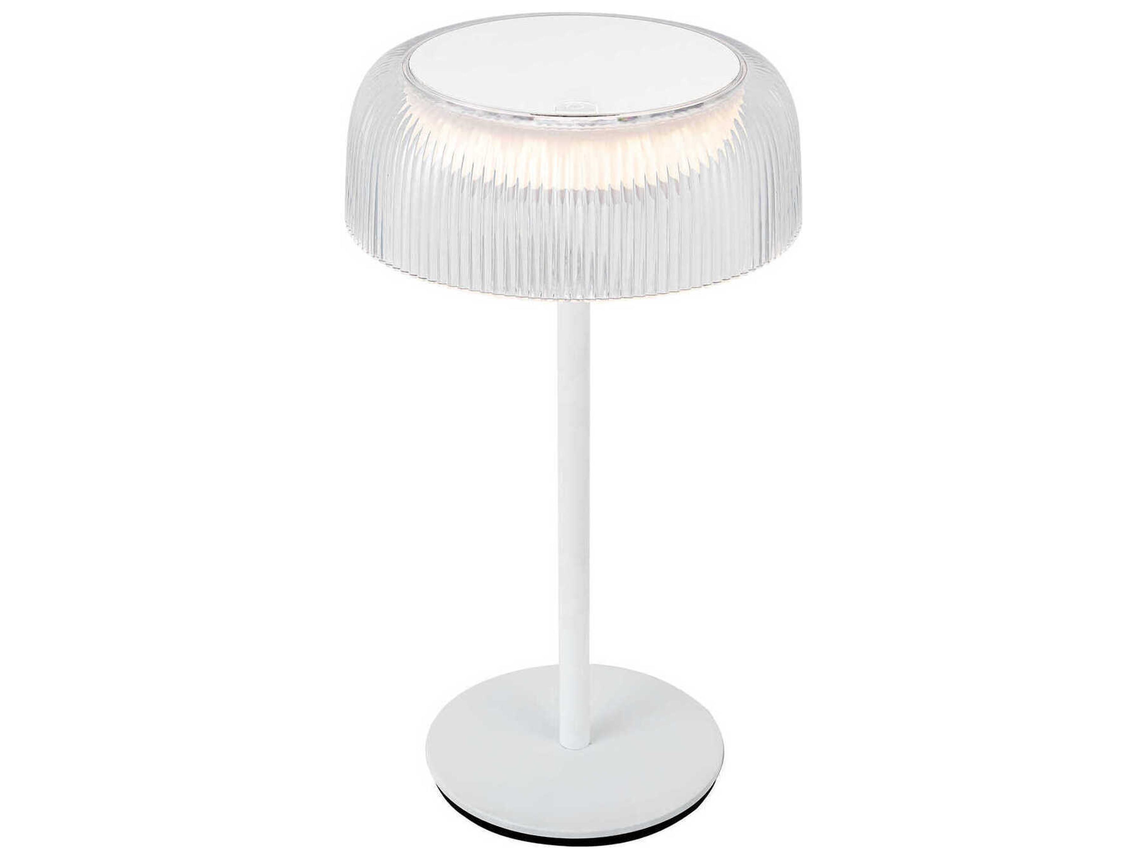 Kuzco Lighting Brilla White Clear Ribbed Acrylic Table Lamp