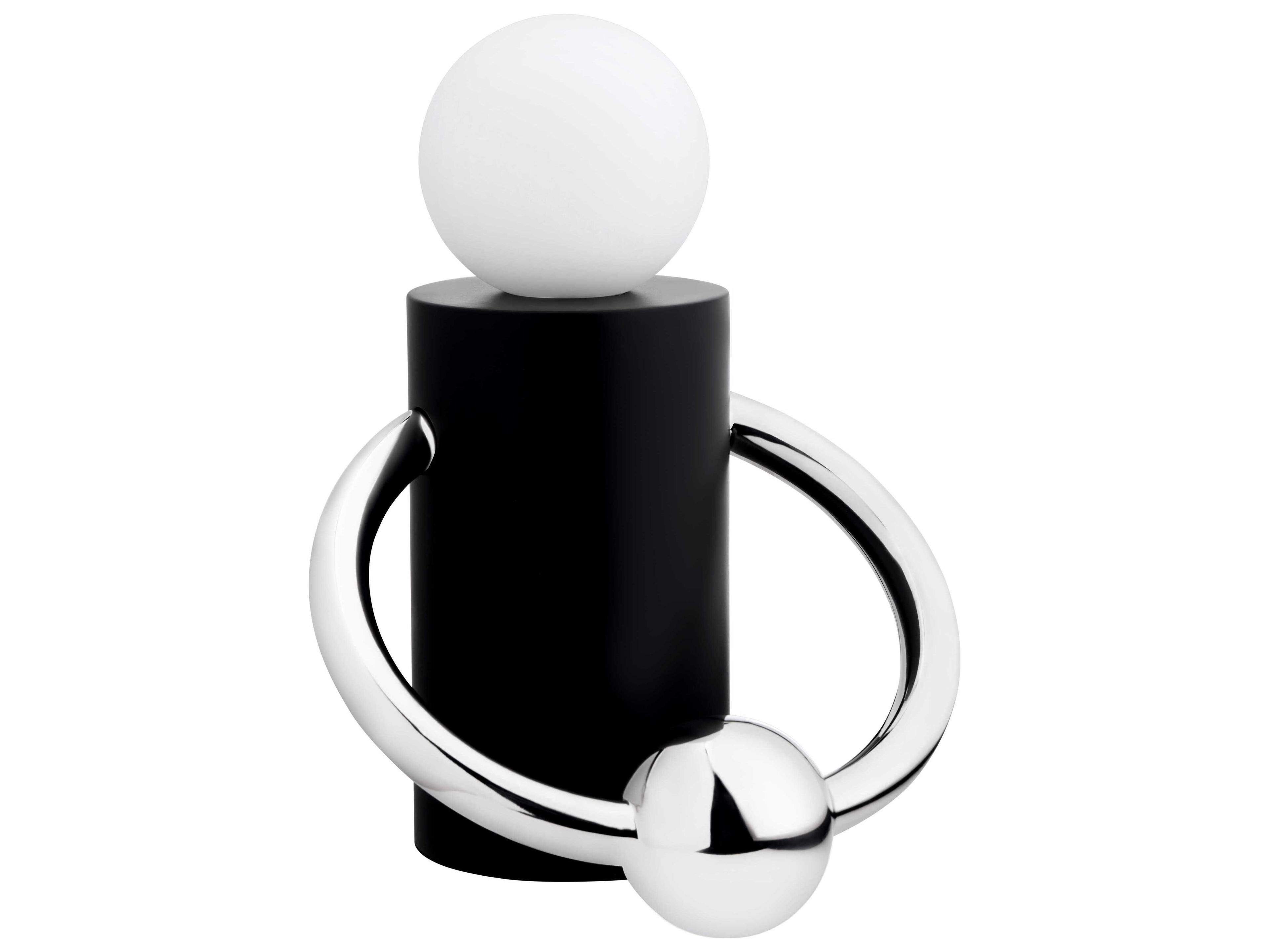 Kuzco Lighting Septum Matte Black Chrome Opal Glass Table Lamp