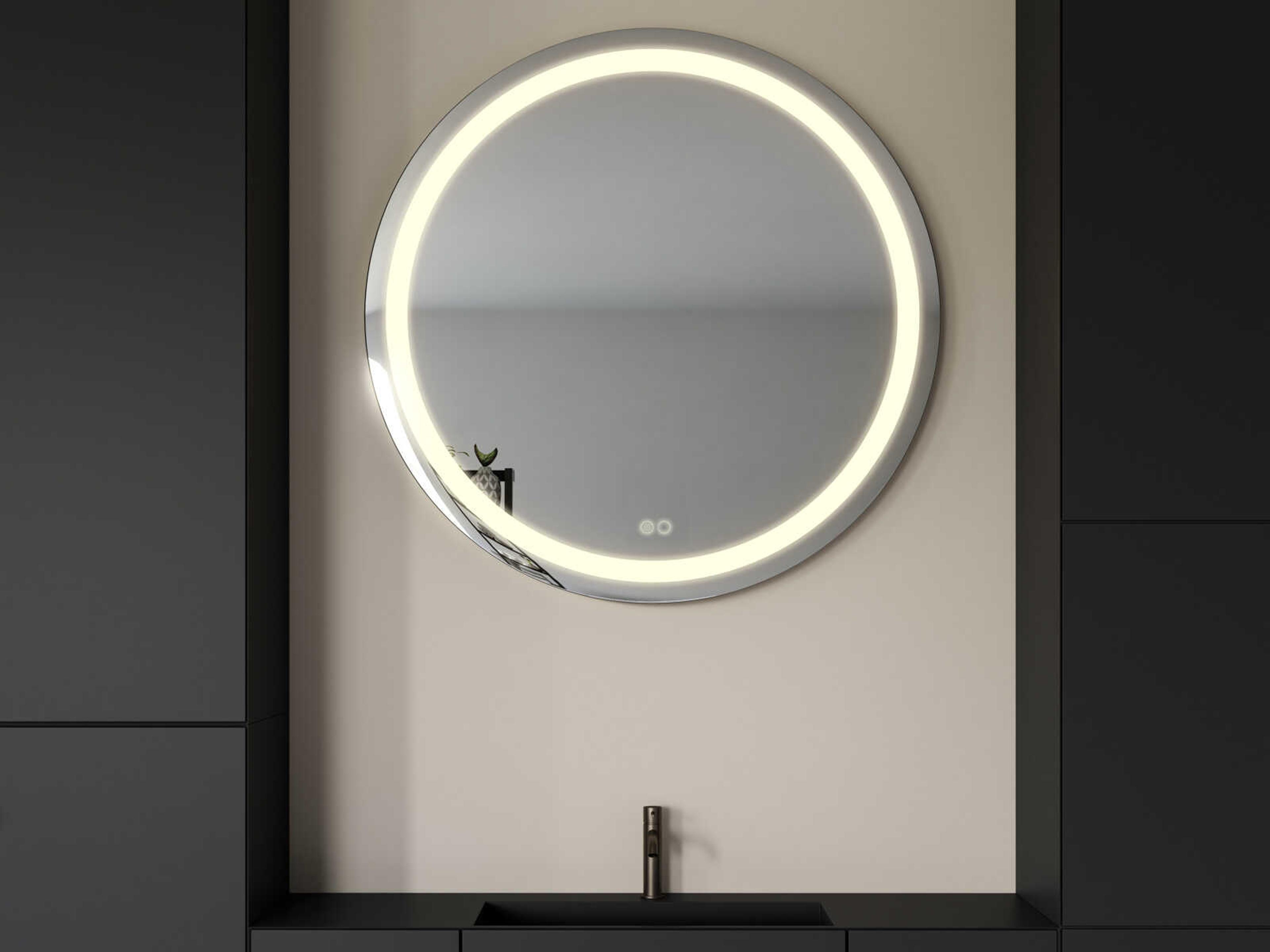 Kuzco Lighting Hillmont Sandblasted Merc Edge Round Wall Mirror