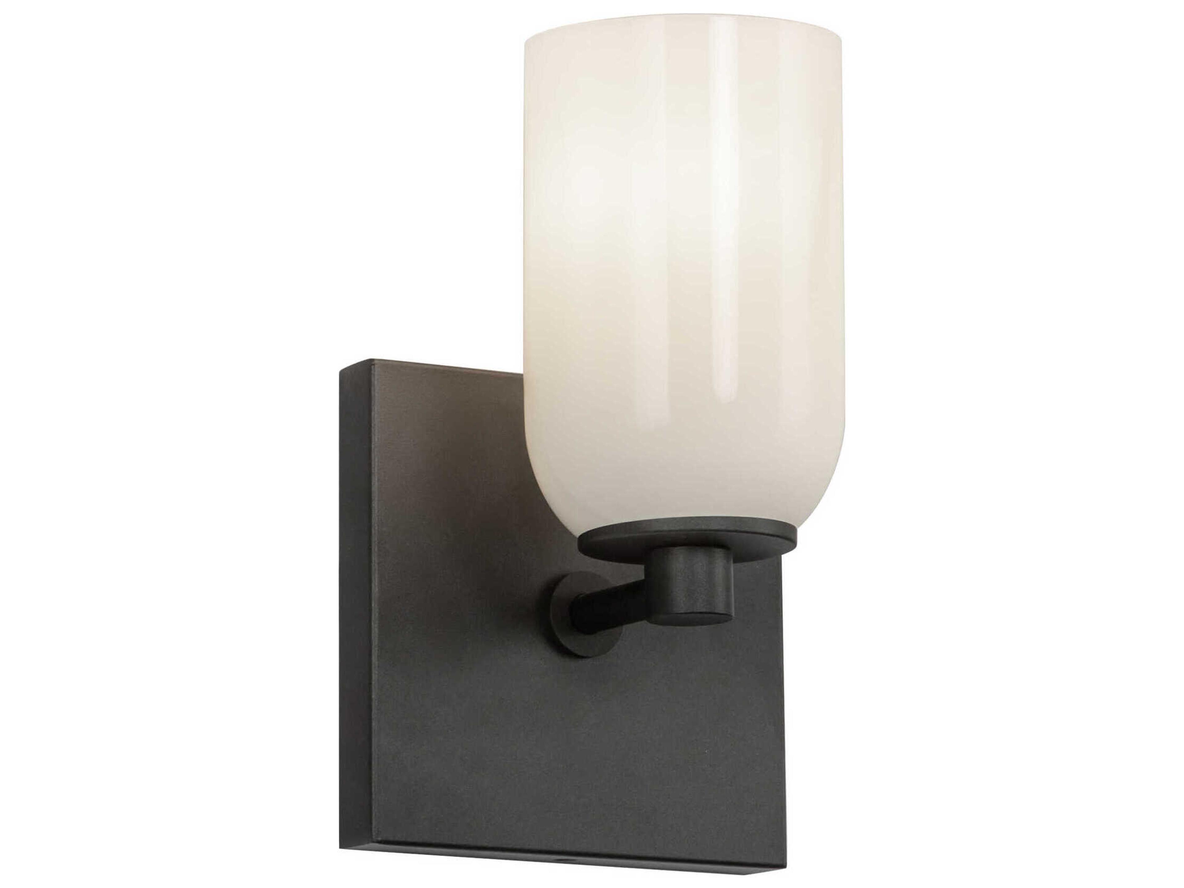 Nola 1-Light Black Glossy Opal Glass Wall Sconce