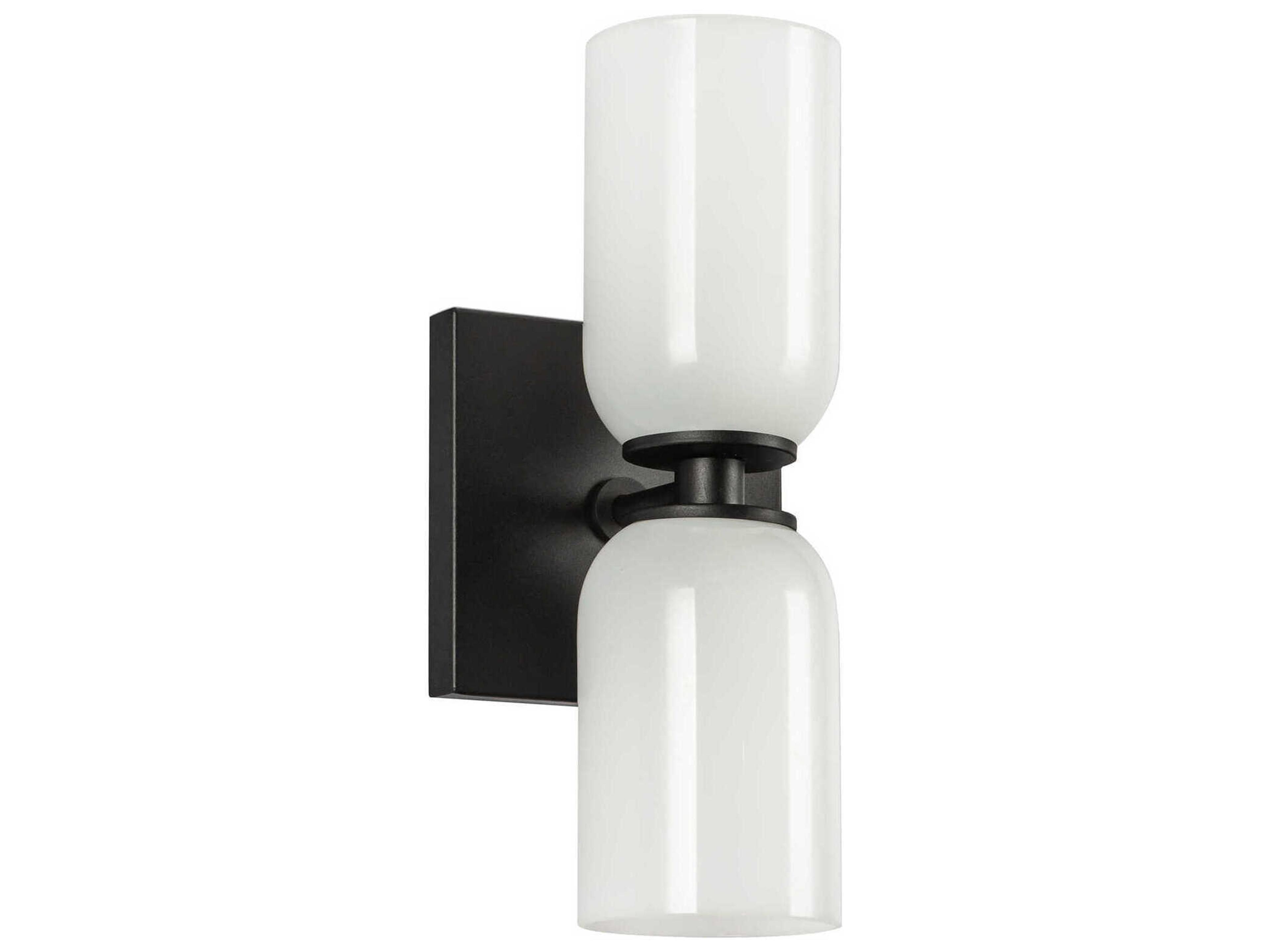 Kuzco Lighting Nola 2-Light Black Glossy Opal Glass Wall Sconce