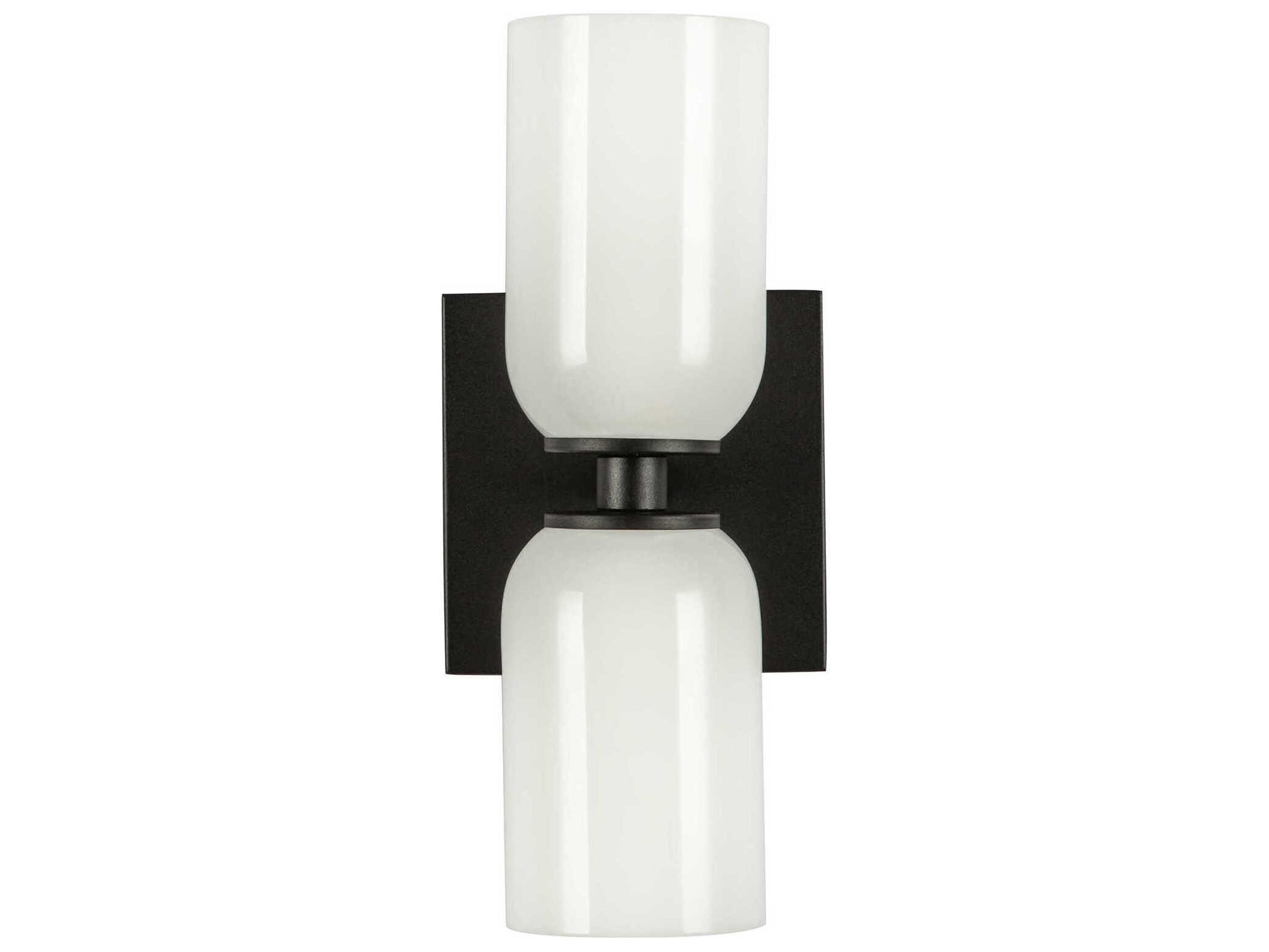 Kuzco Lighting Nola 2-Light Black Glossy Opal Glass Wall Sconce