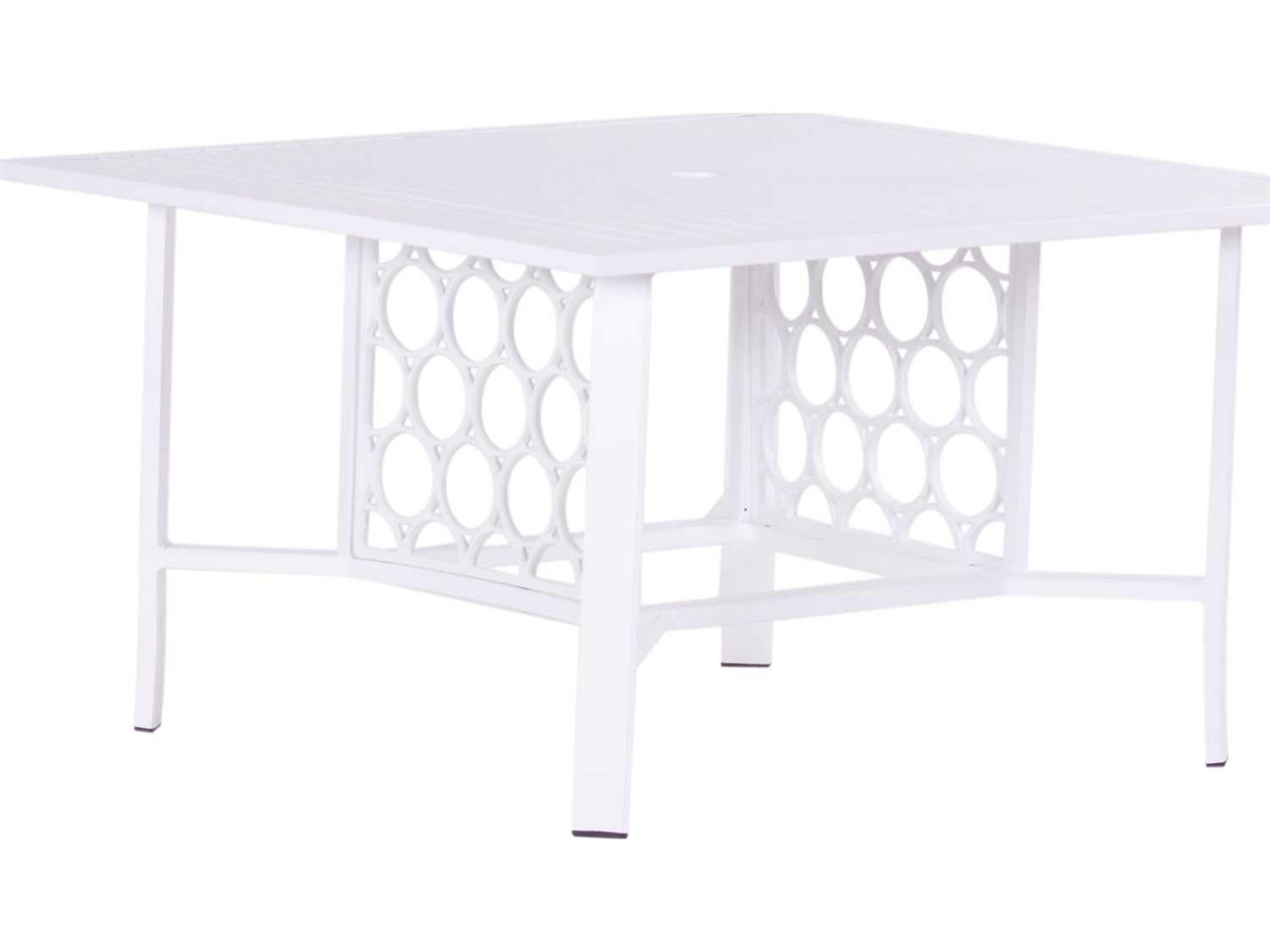 Parkview Cast Aluminum Square Outdoor Patio Dining Table with Umbrella Hole