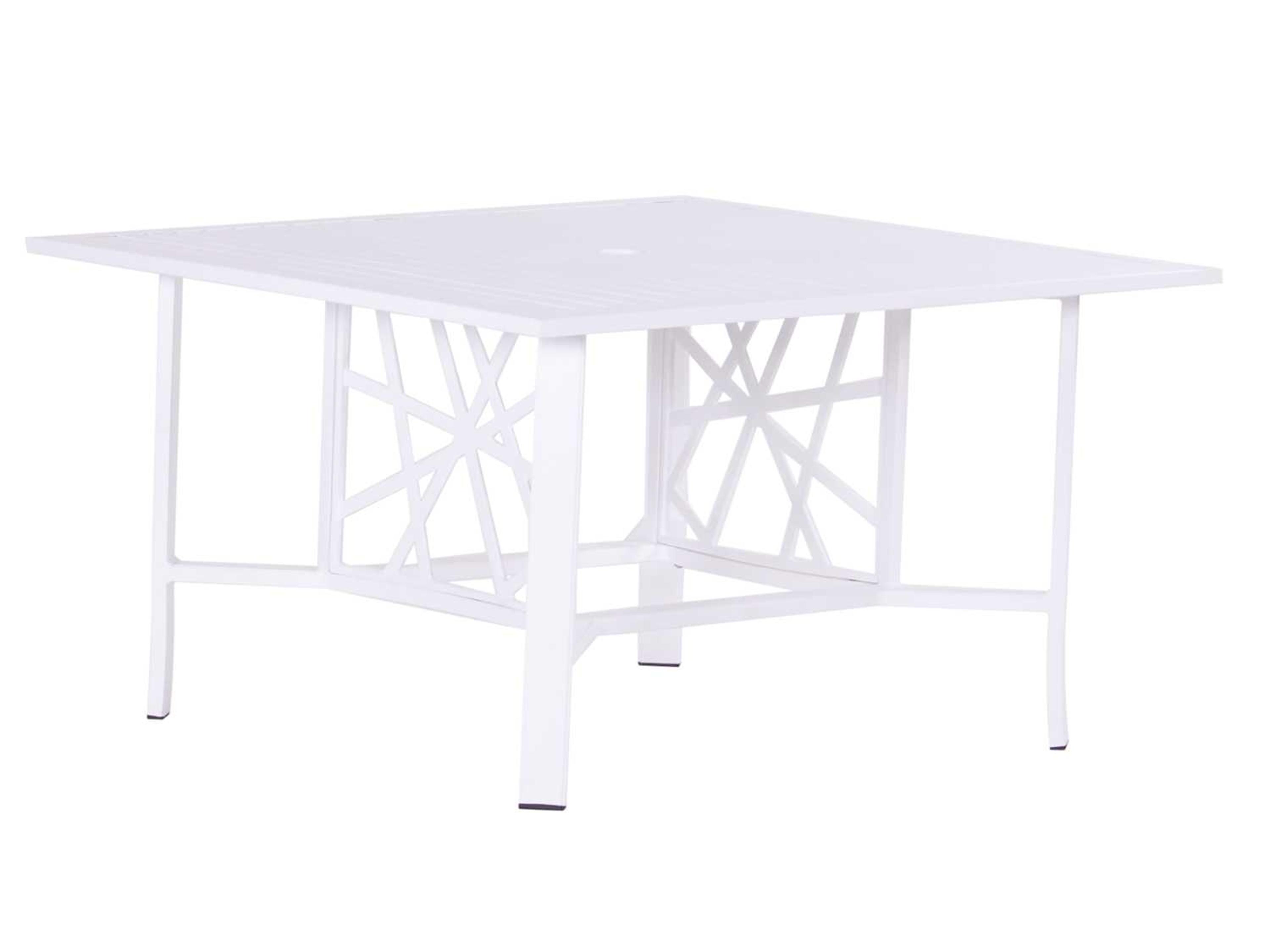Parkview Knest Cast Aluminum Square Outdoor Chat Table with Umbrella Hole