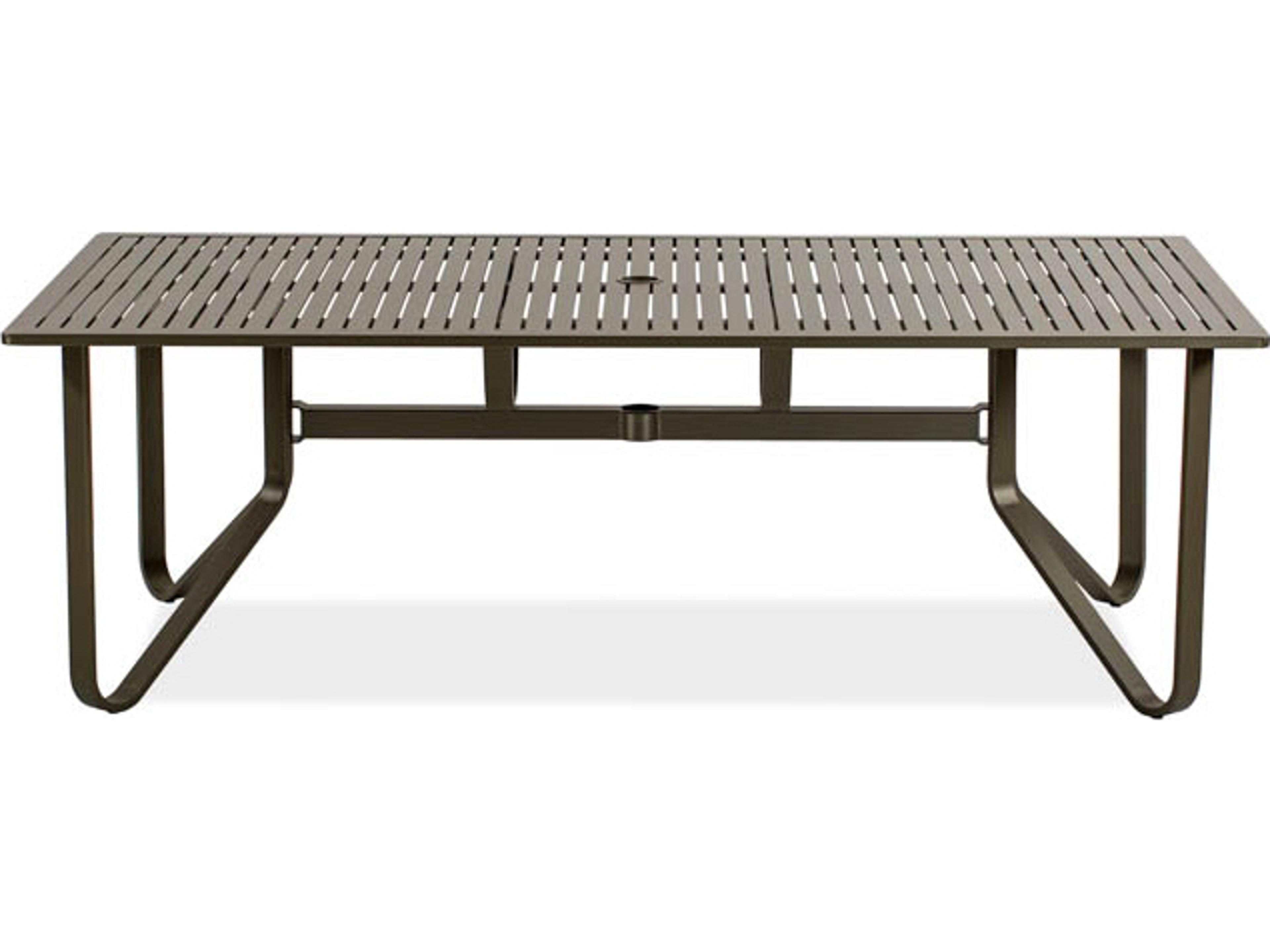 Koverton Chapman Extruded Aluminum Rectangular Outdoor Dining Table with Umbrella Hole