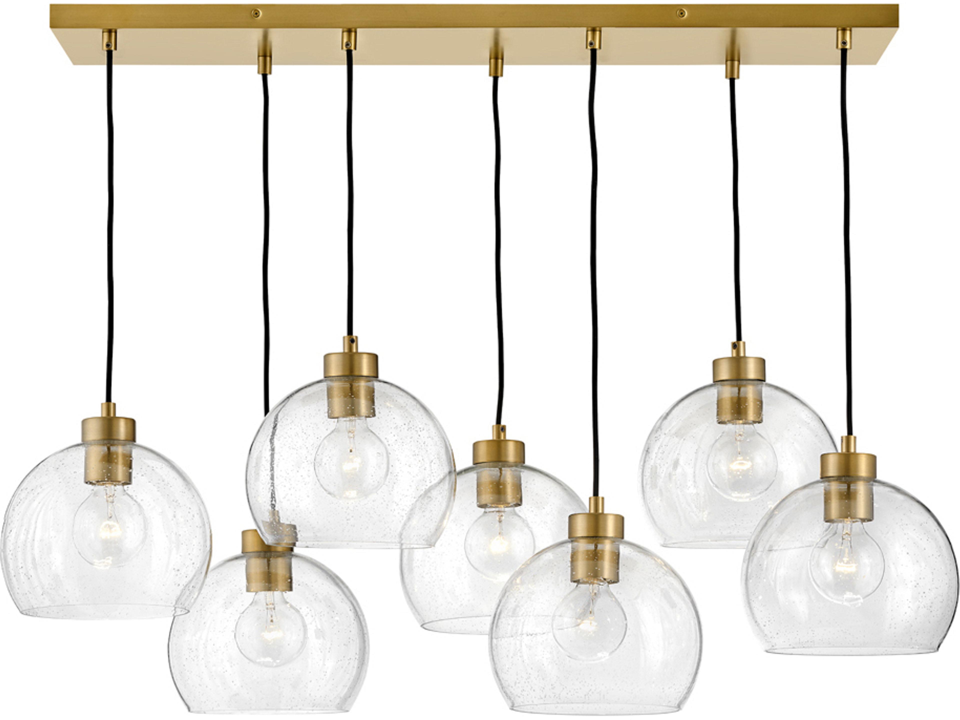 Rumi 7-Light Lacquered Brass Bronze Globe Linear Island Pendant