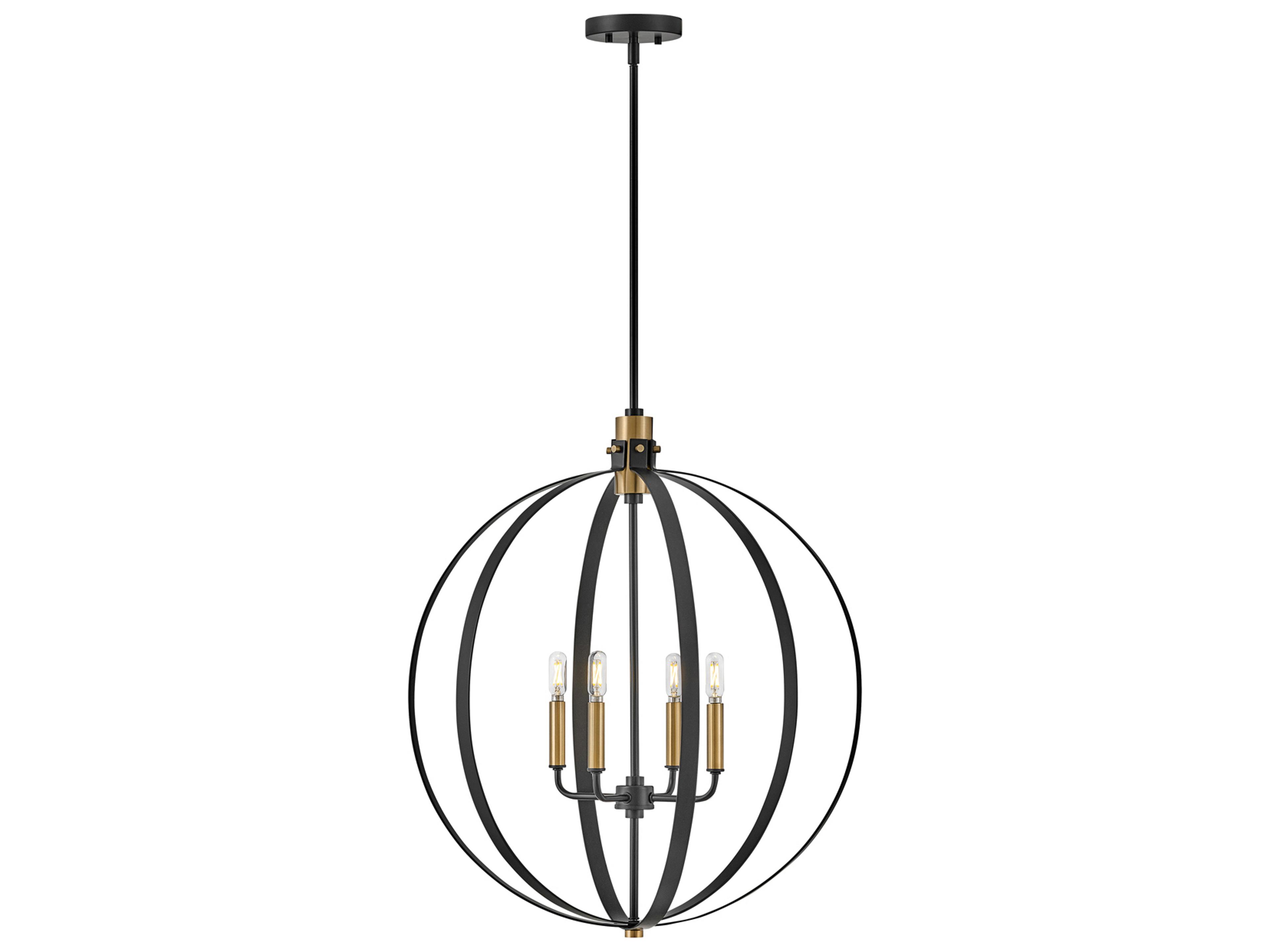 Lark Living Cirque 4-Light Black Lacquered Brass Globe Chandelier
