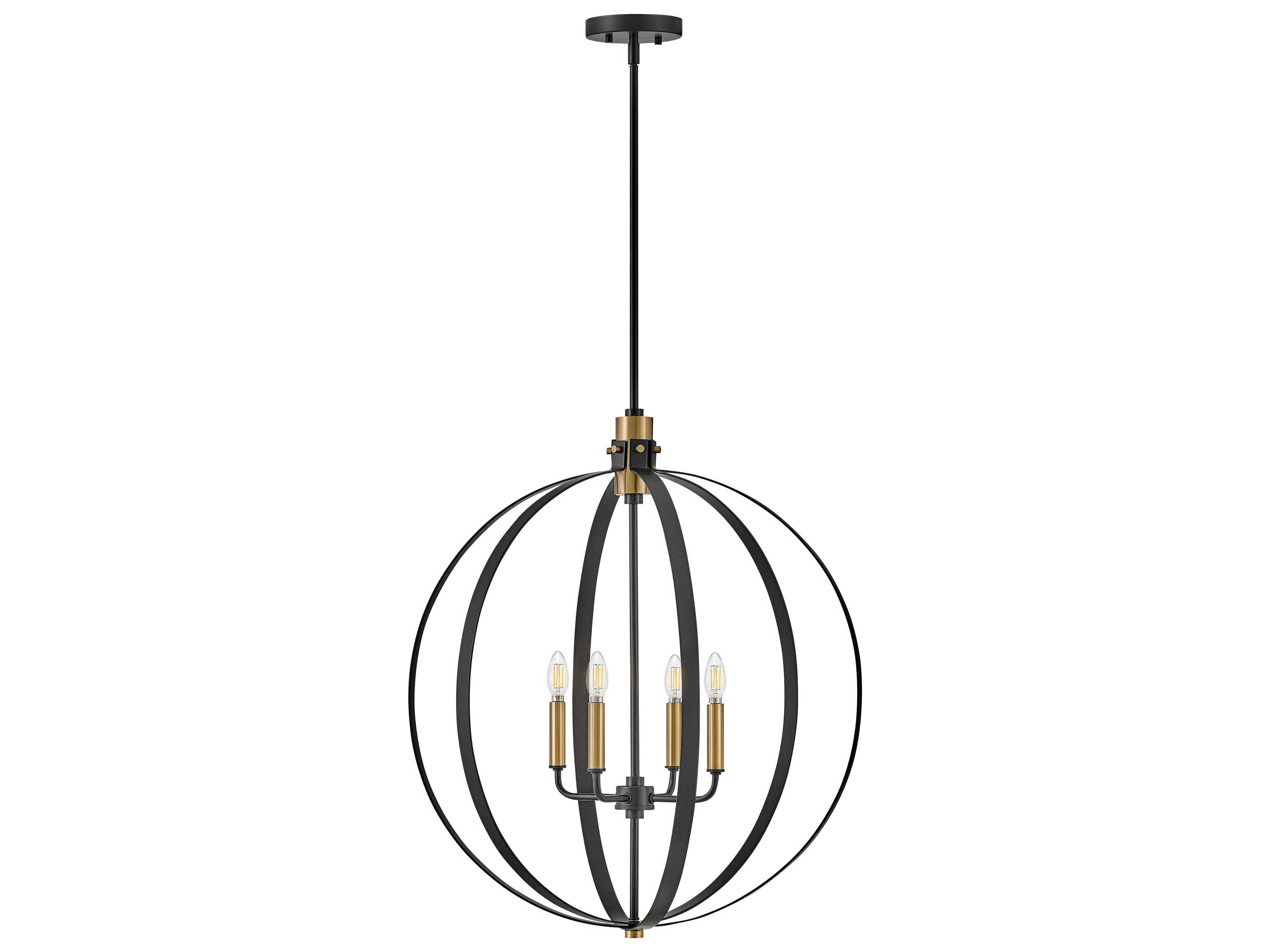 Lark Living Cirque 4-Light Black Lacquered Brass Globe Chandelier
